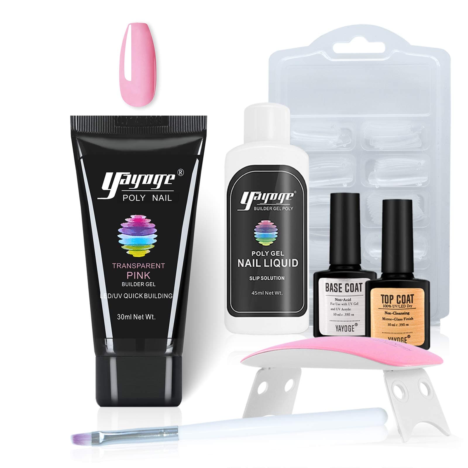 Yayoge Poly Gel Nail Kit Builder Gel for Nails with UV LED Nail Lamp Nail Light Nail Extension Gel with Slip Solution All In One Kit for Nail Manicure Beginner Starter Kit DIY at Home
