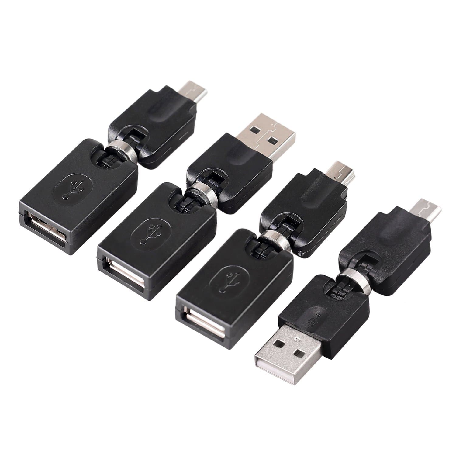 LINGLING ONE Herfair 4 Pack 360o Swivel Adjustable Angle OTG 5 Pin F/M Mini Changer Adapter Converter USB Male to Female Micro USB Adapter Cable Convertor