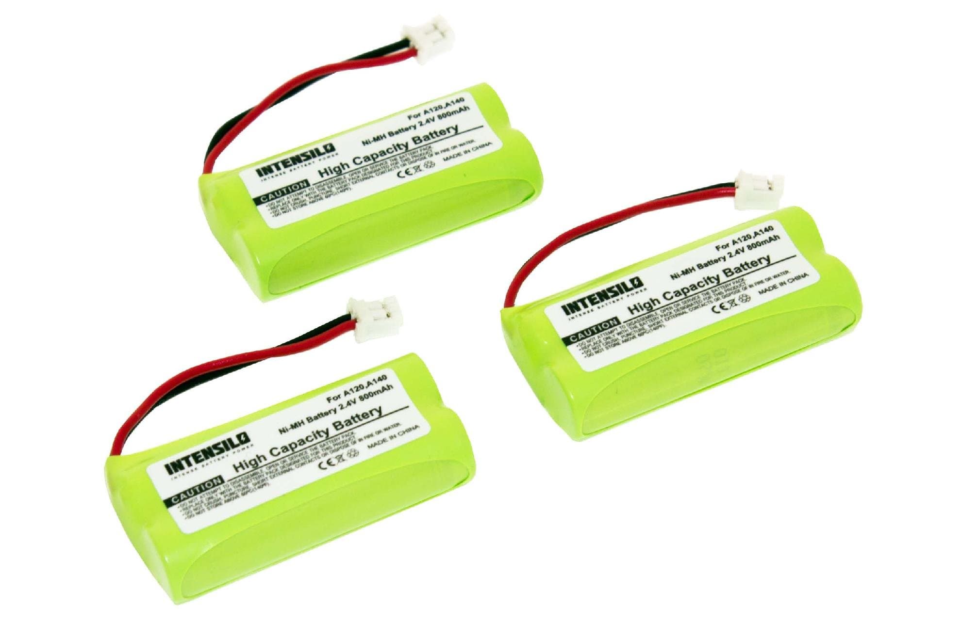 INTENSILO 3x NiMH battery 800mAh (2.4V) suitable for wireless landline phone Siemens Gigaset AL145 DUO, AL14H, AS14 replaces V30145-K1310-X359.