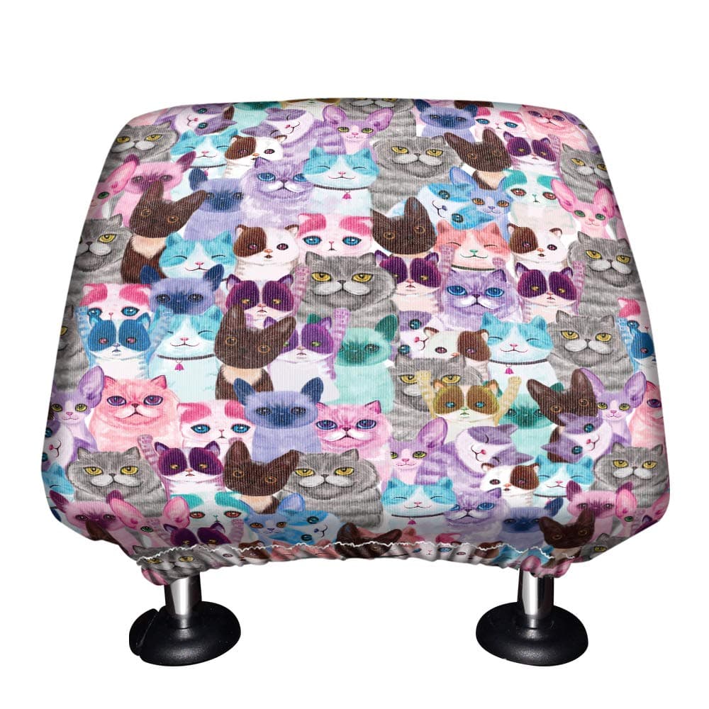 WIRESTER Car Seat Head Rest Cover, Protective Fabric Design Cover Decoration for All Cars