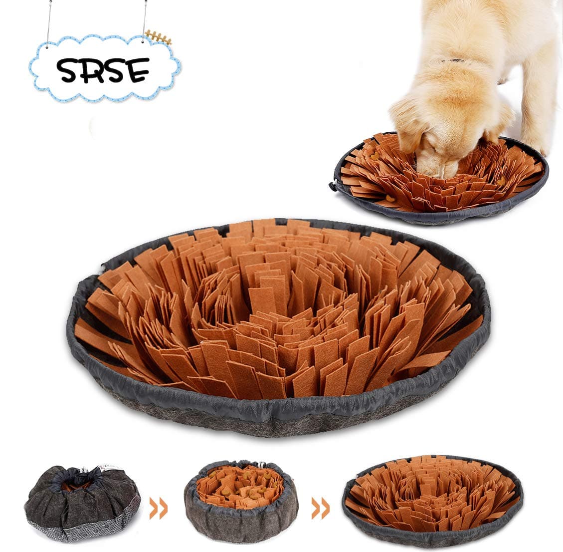Snuffle Mat Pet Dog Slow Feeding Training Foraging Mat, Pet Padded Non-Slip Nosework Sniffing Blanket Feeder, Fun Game Training Pad Used for Releasing Pressure