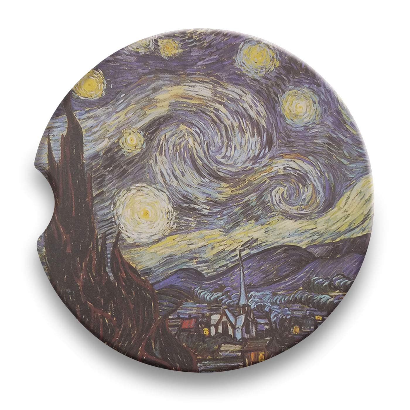 Vincent Van Gogh Car Coasters - Cup Holder - Absorbent Ceramic Set of 2 – Starry Night
