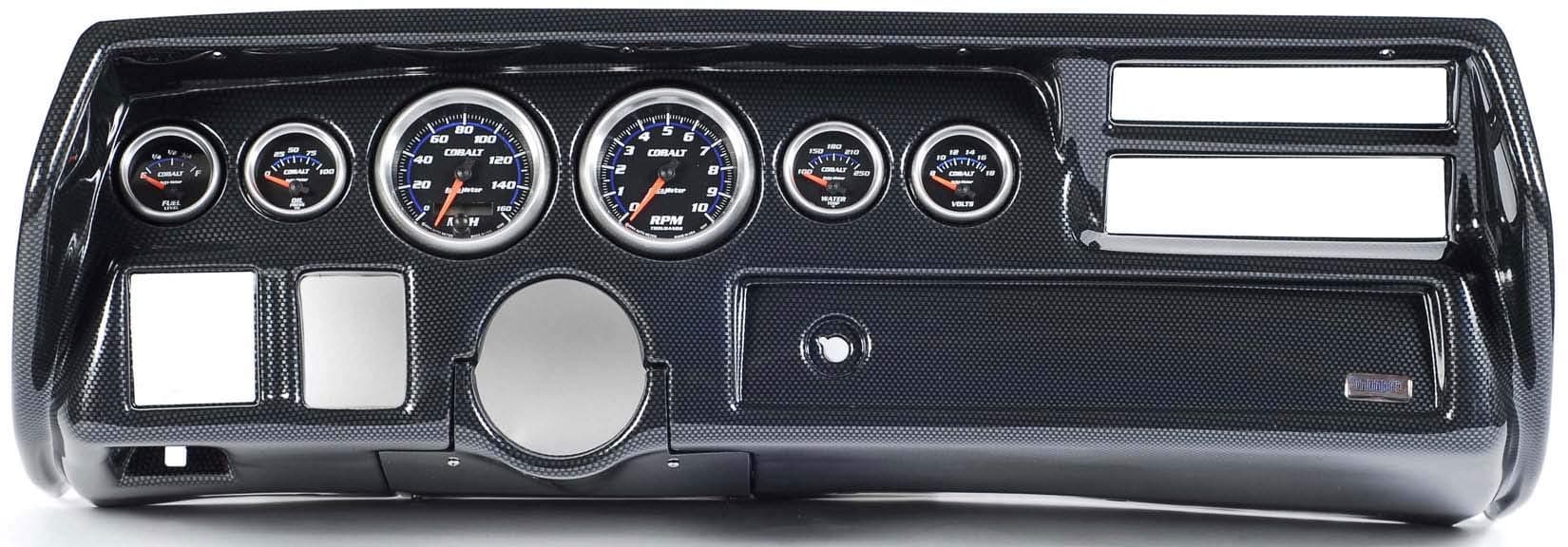 70-72 Chevelle Sweep Carbon Dash Carrier w/Auto Meter Cobalt Gauge Gauges