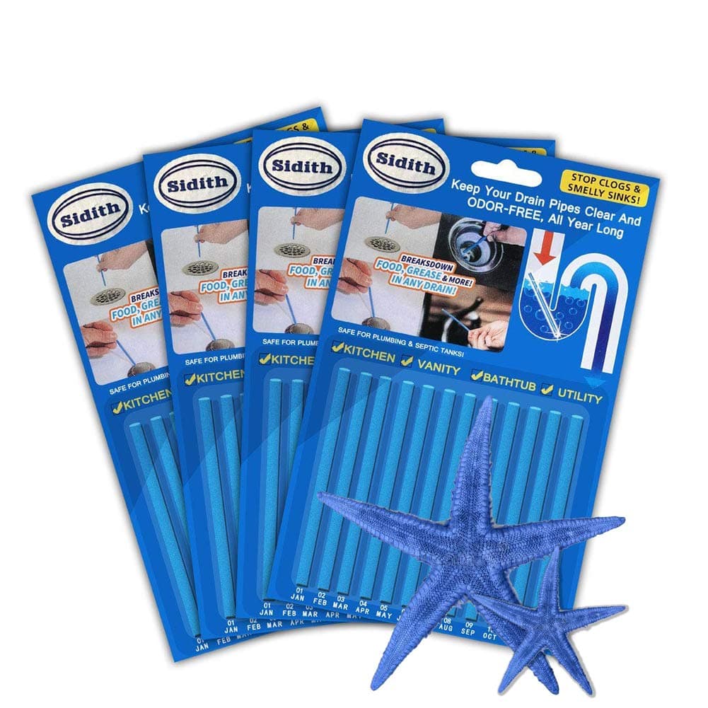 Sidith Drain Cleaner Sticks, Sink Deodorizer (48 Pack), Sink Freshener to Keep Odor Free As Seen On TV for Bathroom, Kitchen, Toilet, Shower drain (Unscented)