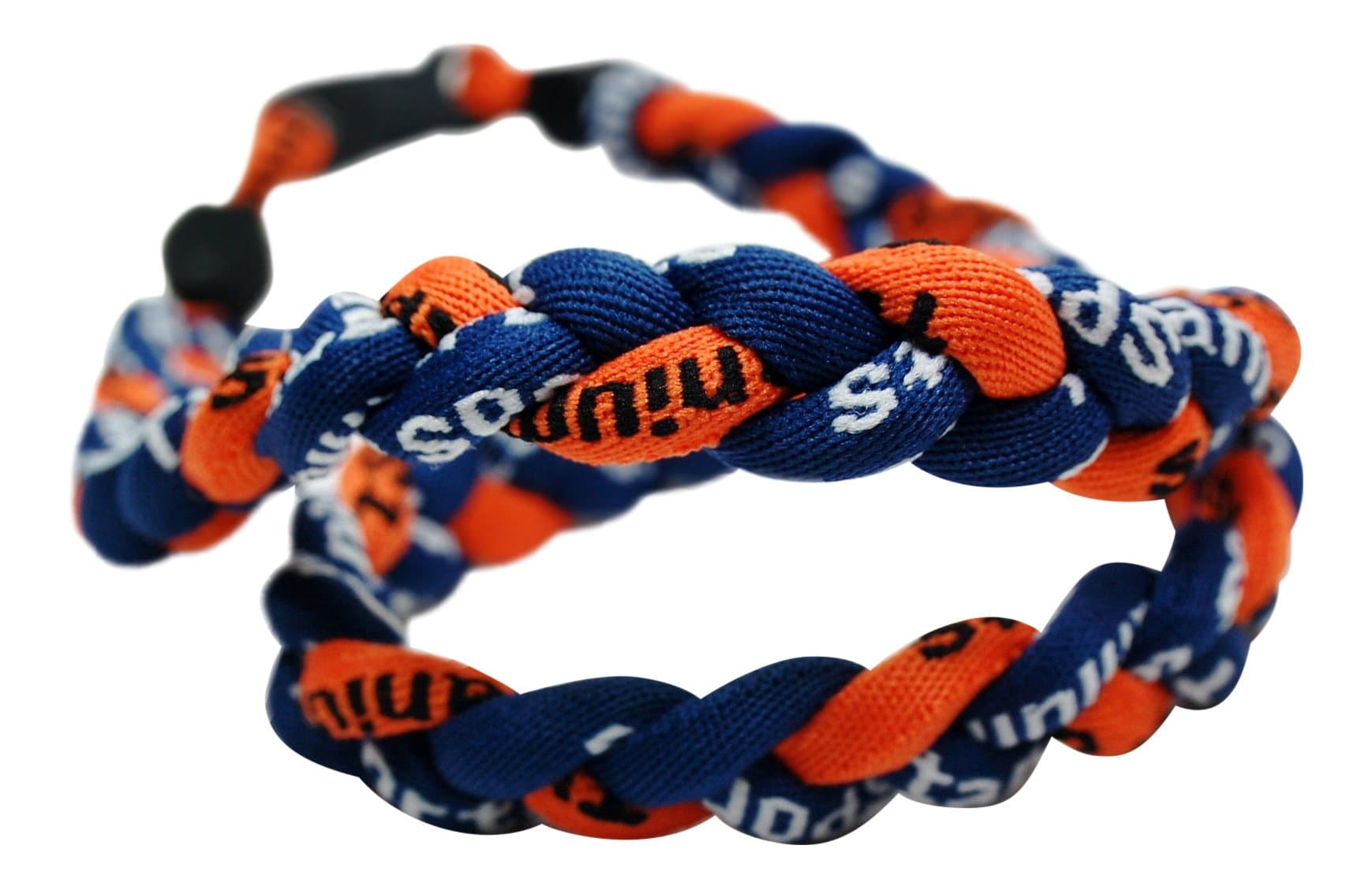 20" Navy Blue/Orange Titanium Sport Tornado Baseball Necklace