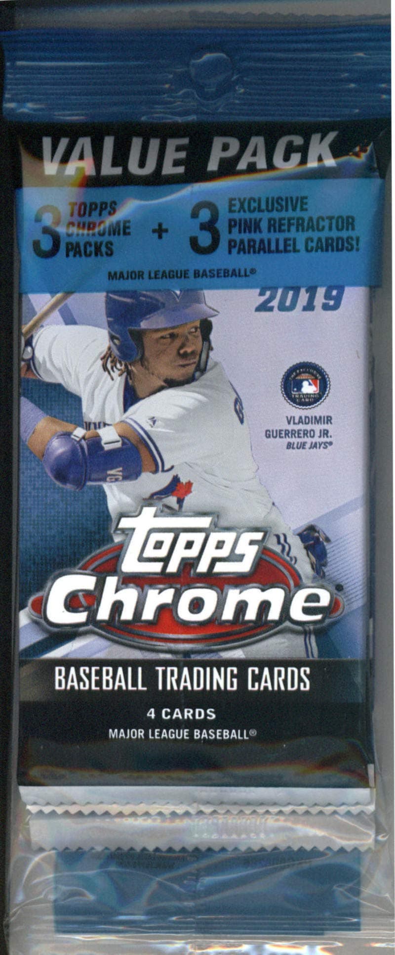(1) 2019 Topps Chrome Baseball Unopened Value Pack (3 Packs/4 Cards, 1 Pack/3 Pink Refractor Parallel)