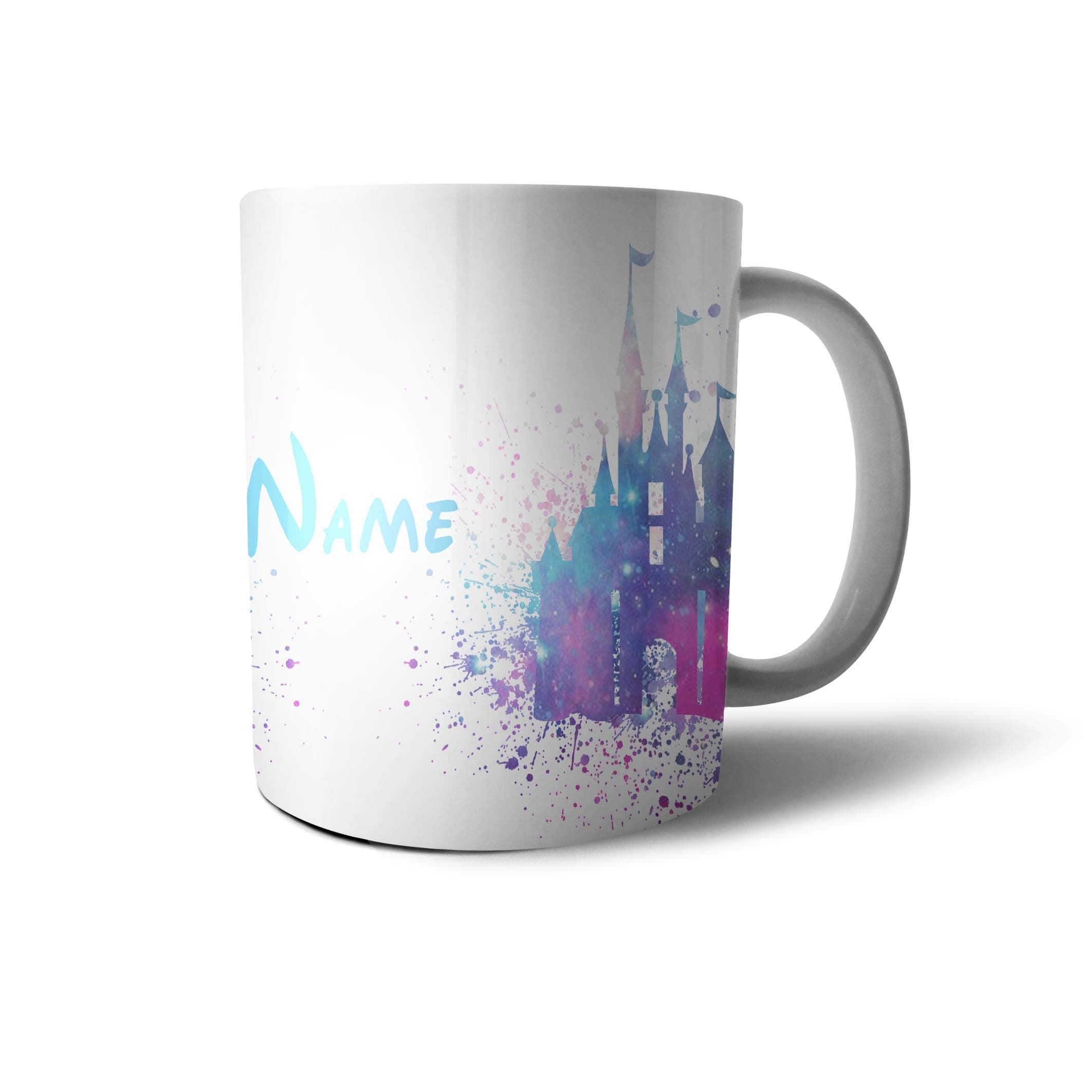 Personalised Name Initials Disney Castle Watercolor 10 oz Tea Coffee Mug Cup MugAT01P (10 OZ, Design 8)