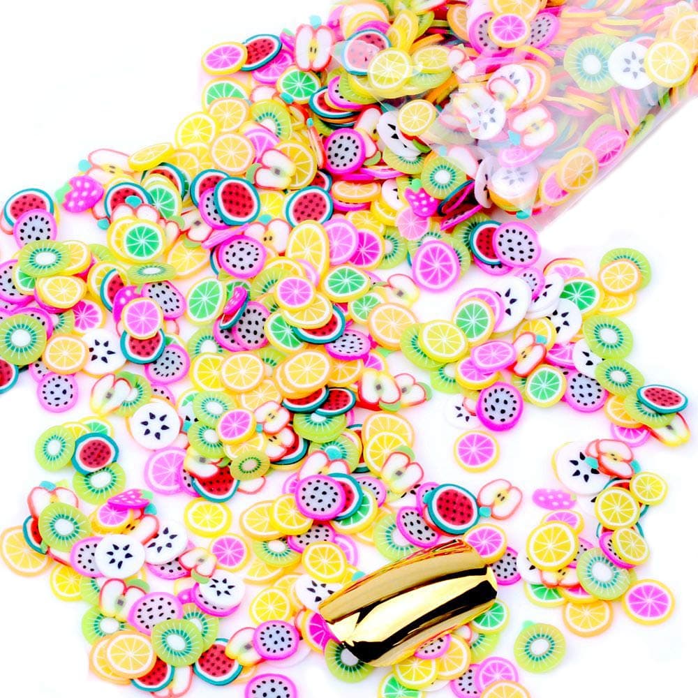 1000pcs/pack 12g 3D Nails Art Fruit Flower Animal Polymer Clay DIY Slice Decoration Nail Sticker 16 Kinds of Options