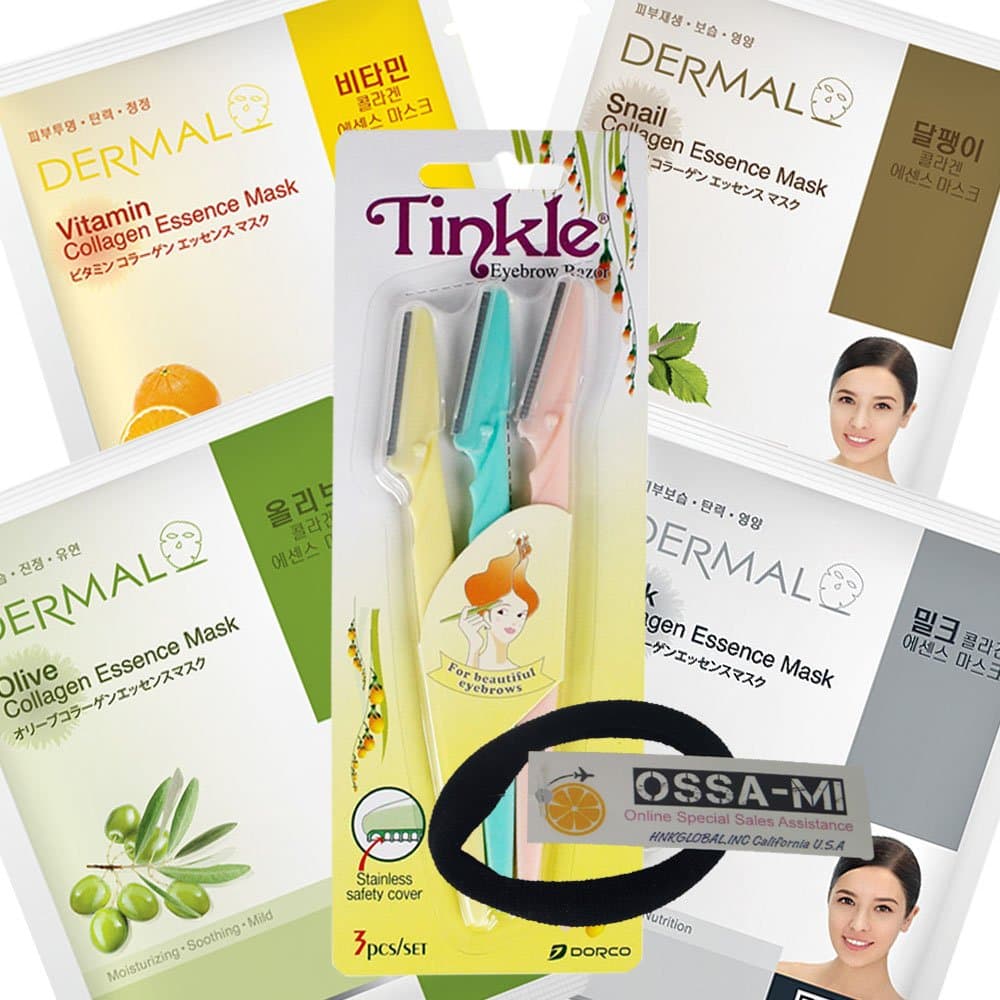 OSSAMI TD Set - Tinkle Eyebrow Razor 1ea & Dermal Essence Face Mask 4ea