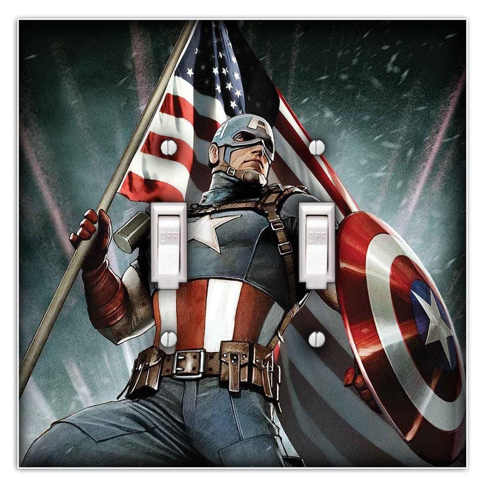 Captain America Decorative Double Toggle Light Switch Plate Cover