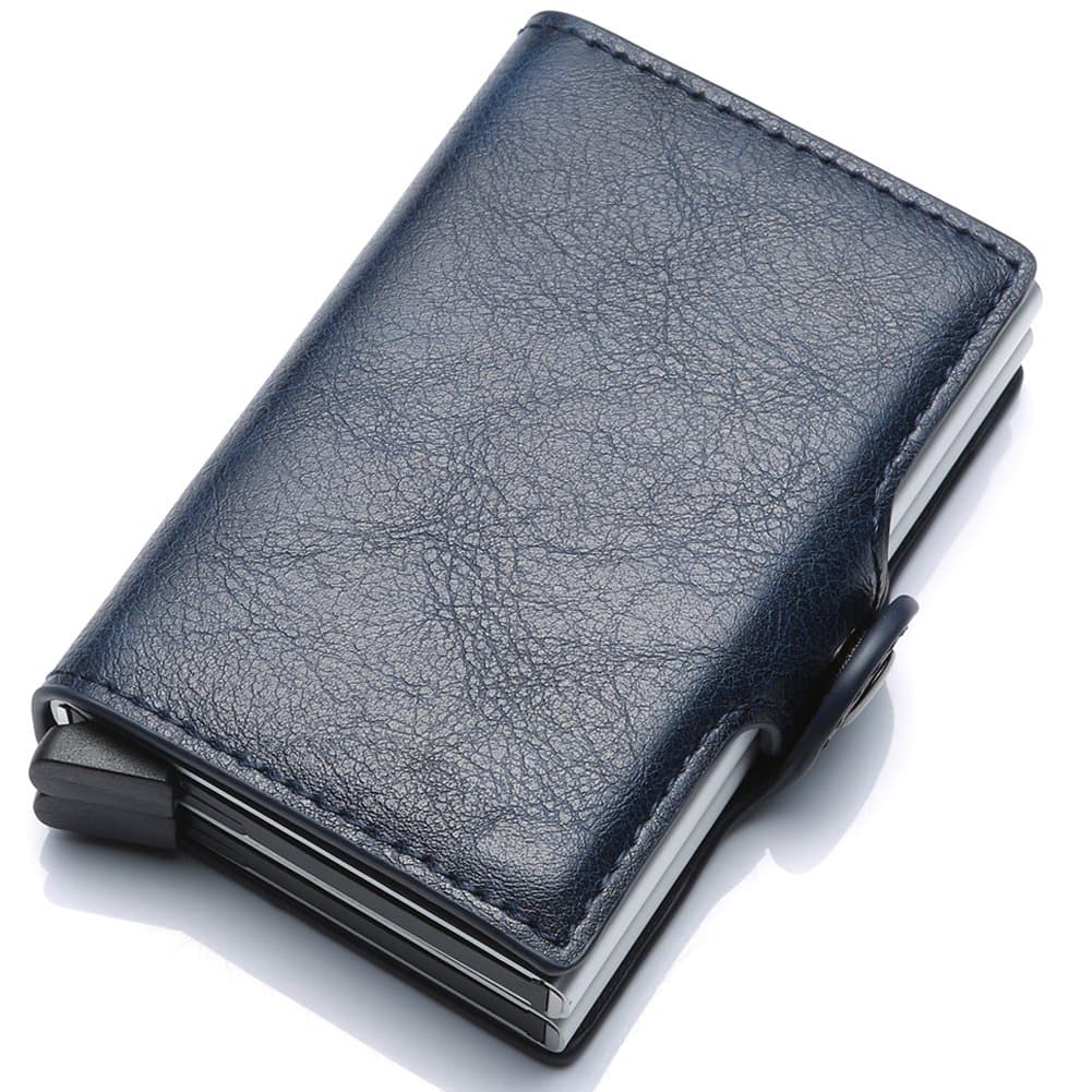 Ultra-thin RFID blocking wallet secure credit card wallet Credit Card Holders (blue)