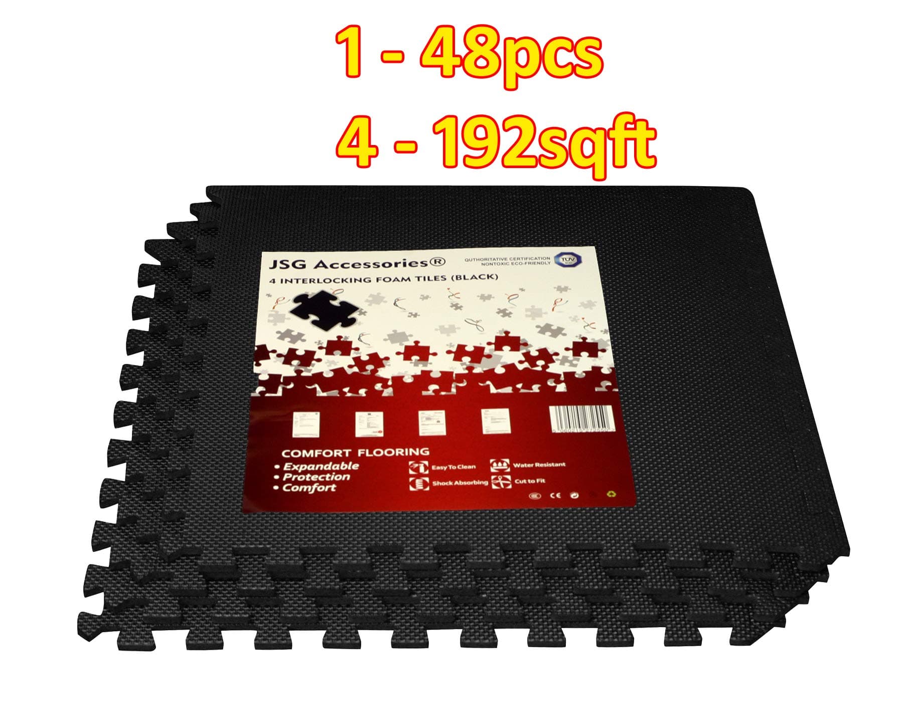 JSG Accessories® Interlocking Large EVA Foam Puzzle Tiles Protective Flooring Mats 60x60 for Fitness Exercise Training Pilates Home Workout Yoga Gym Kids