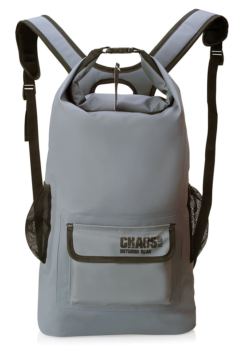 Chaos Ready Waterproof Backpack – Dry Bag – Quality Heavy Duty - Padded Shoulder Straps - Mesh Side Pockets - Easy Access Front Pocket.