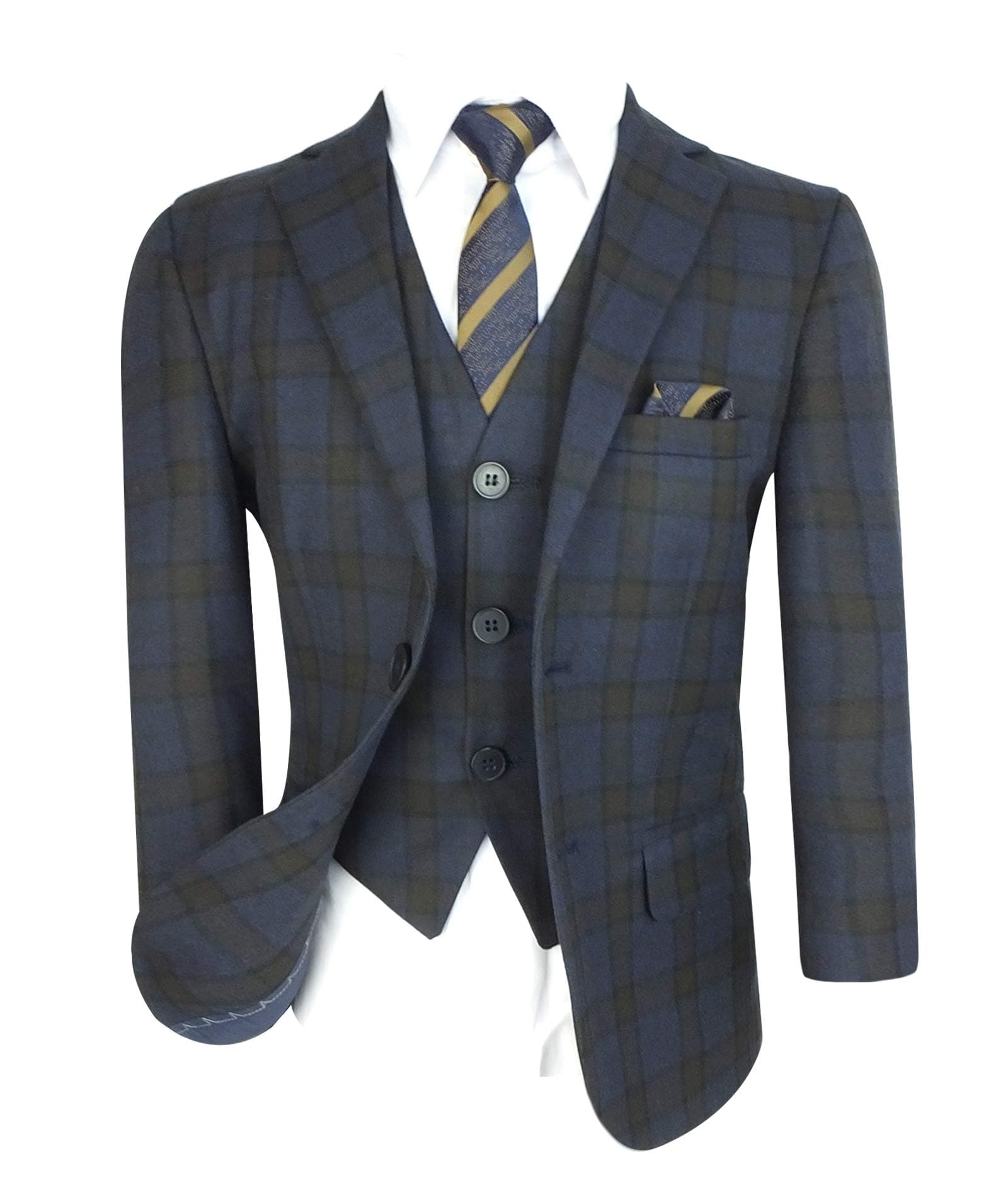 Boys Tailored Fit English Check Suits