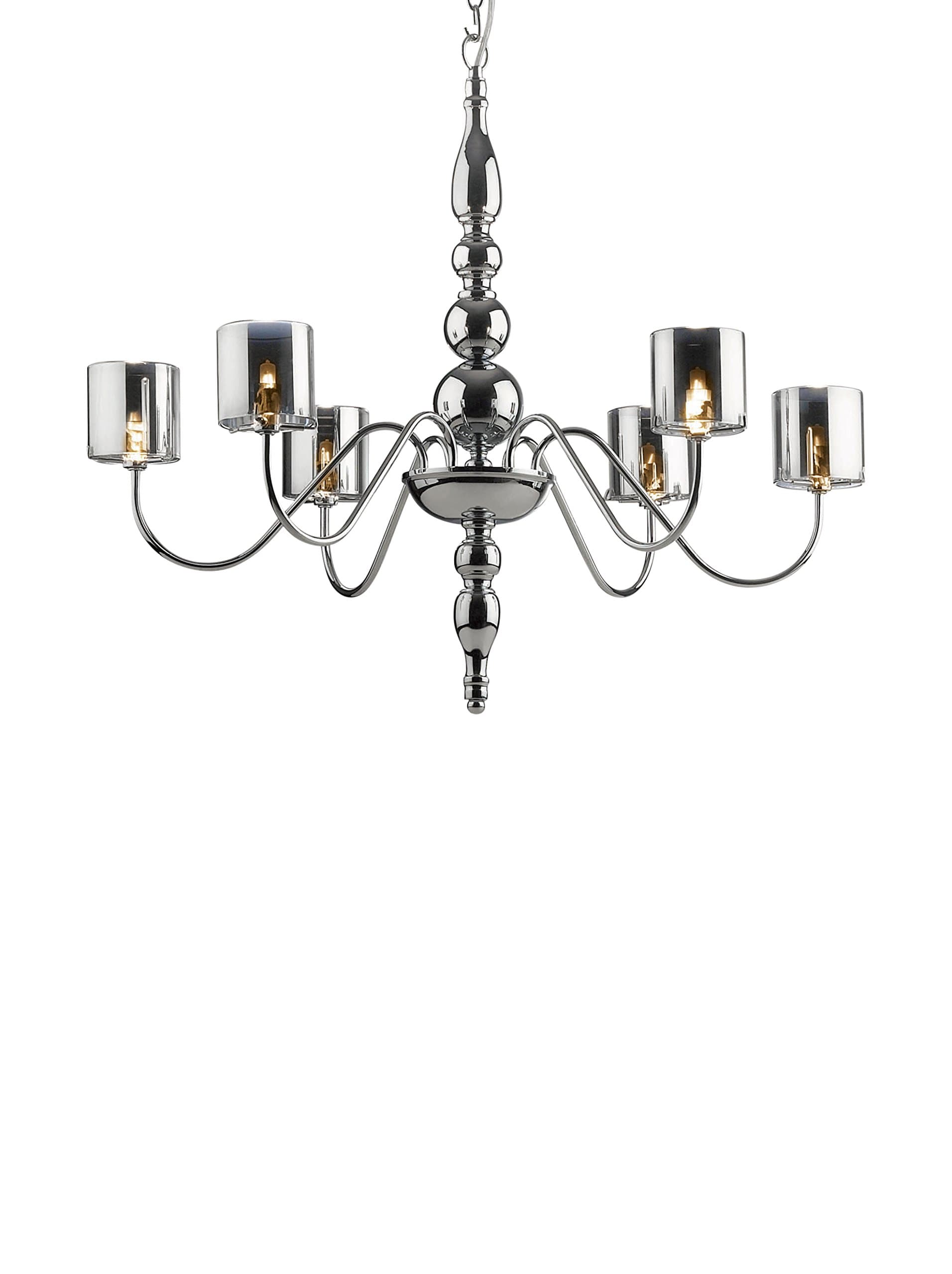 Ideal Lux Duca SP6 G9 Chrome Ceiling Lighting – Lamp (Bedroom, Children's Room, Dining Room, Living Room, Brushed Chrome, IP20, Round, Glass, Metal)