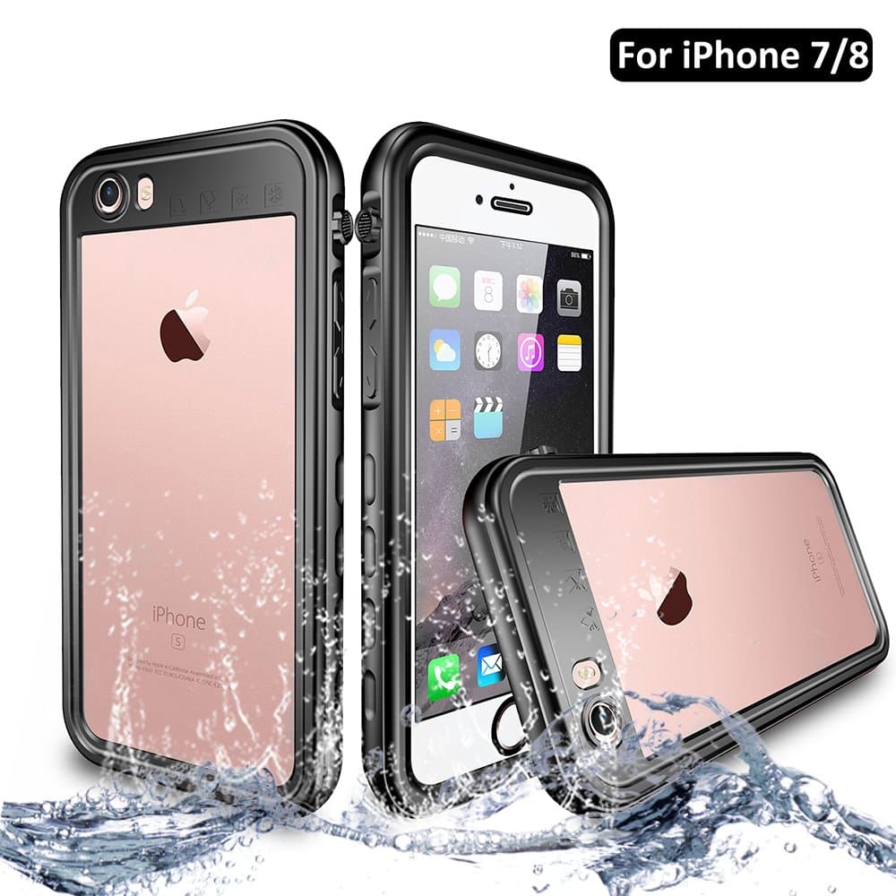 iPhone 7/8 Waterproof Shockproof case, NewTsie Full-body Protective Snowproof Dirtproof with Built-in Screen Protector CaseCover for iPhone 7/8 4.7 inch (T-Black)