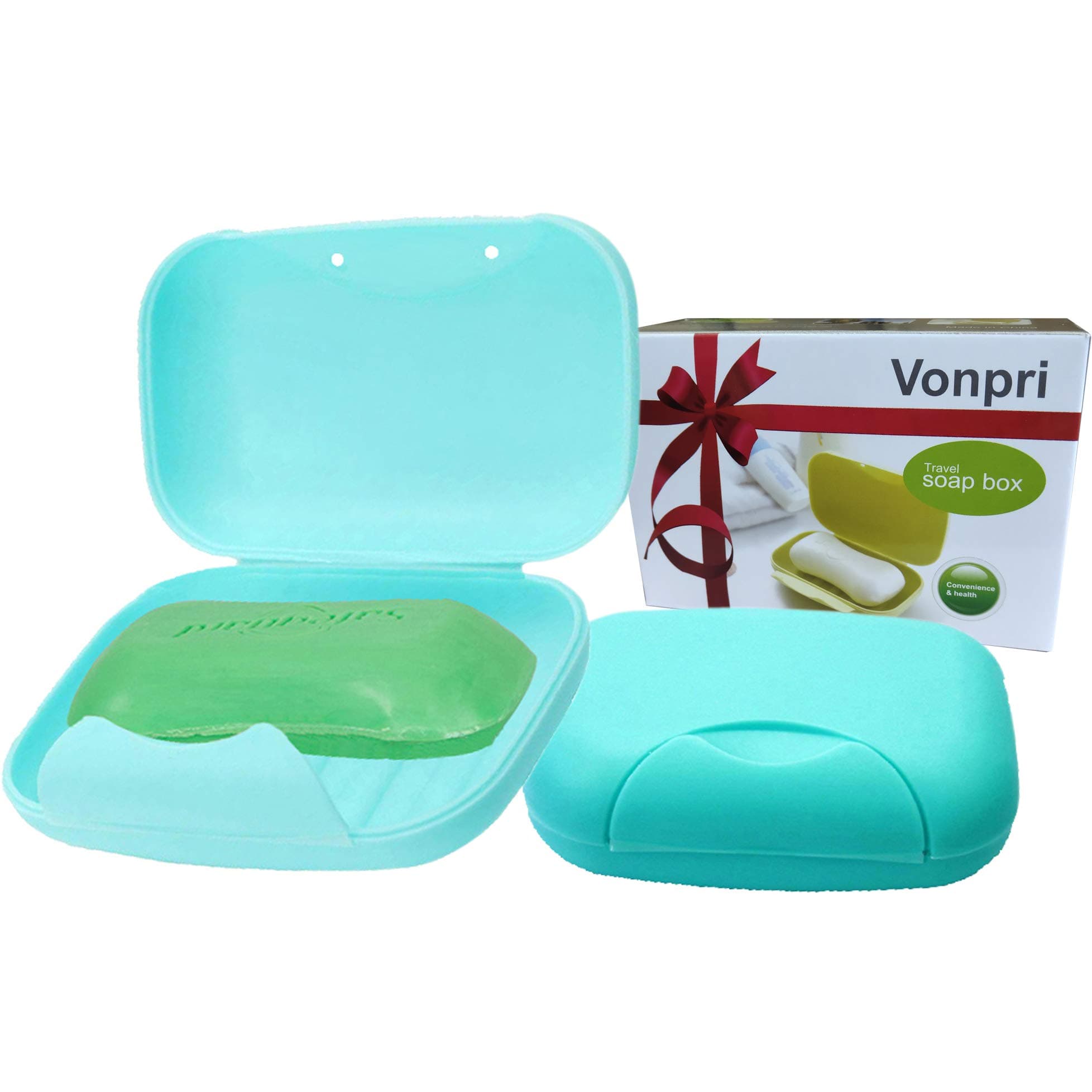 Vonpri Soap Box Holder, Soap Dish Soap Savers Case Container for Bathroom Camping Gym (2 Pack Blue)