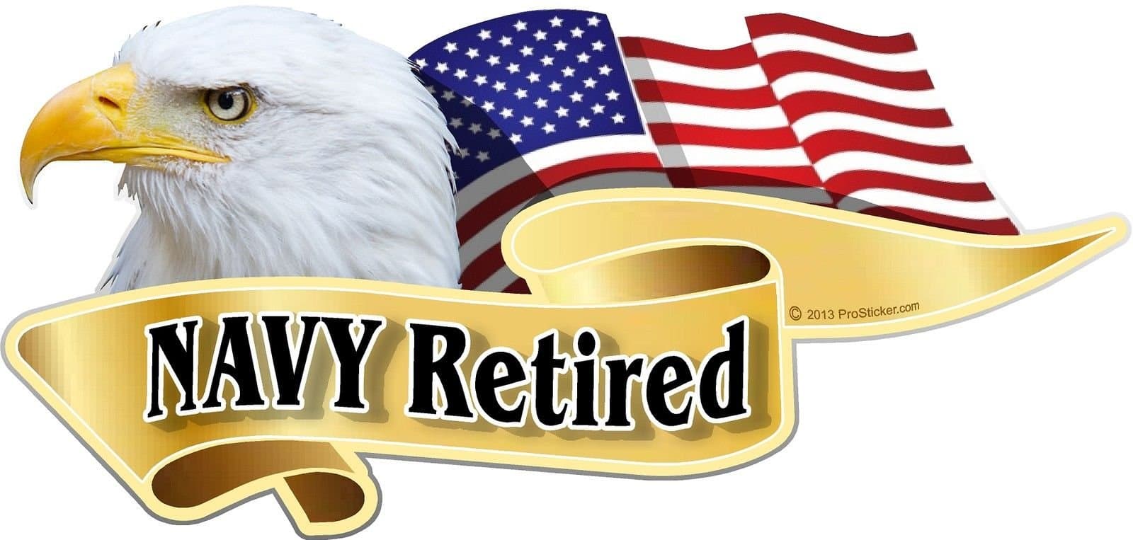 ProSticker 935 (One) 3" X 6" American Pride Series Navy Retired Bald Eagle Decal Sticker