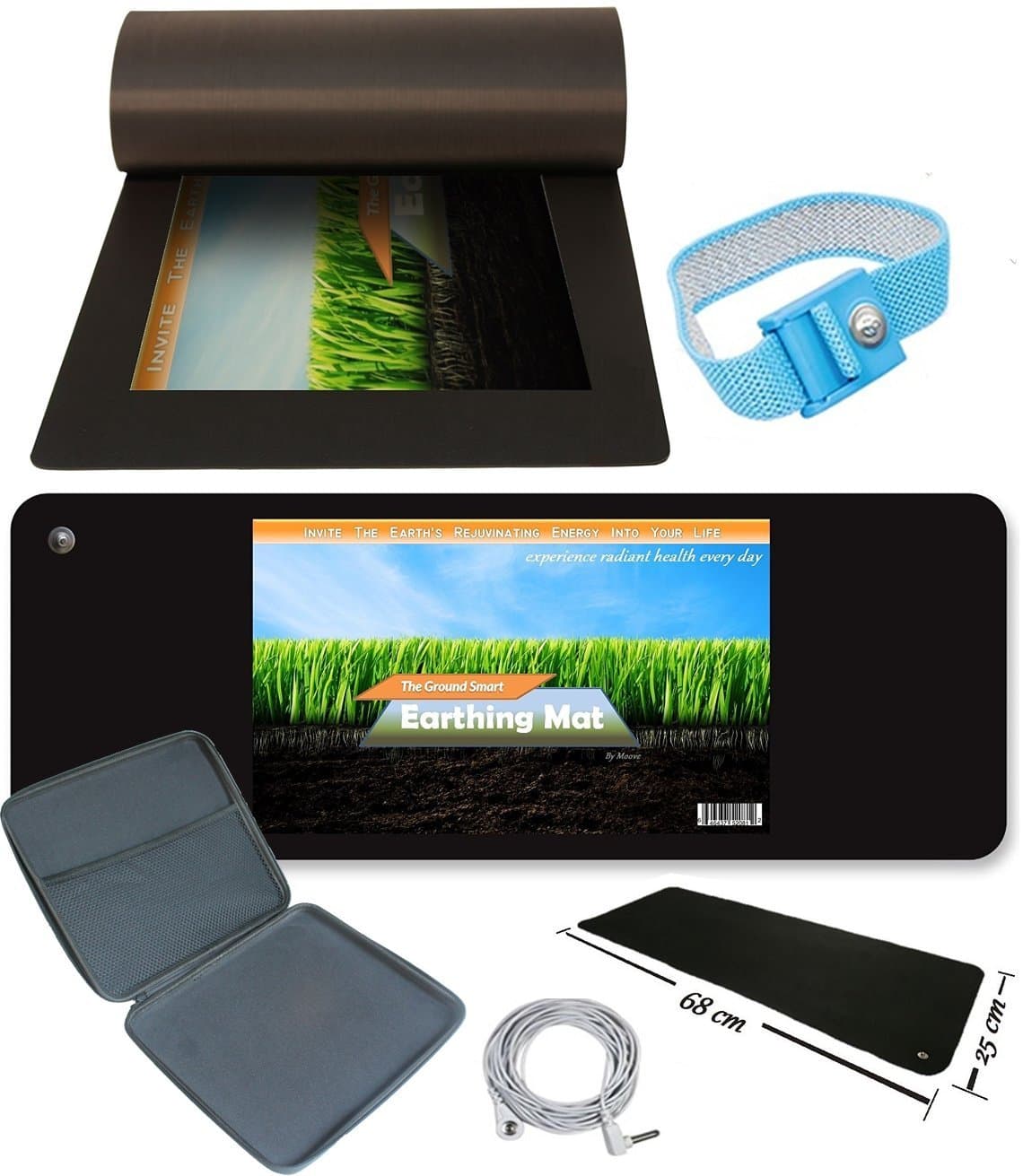 Ground Smart Earthing Mat - Black Technology (with Free Body Band); Universal Earthing Grounding Mat; Meditation Mat
