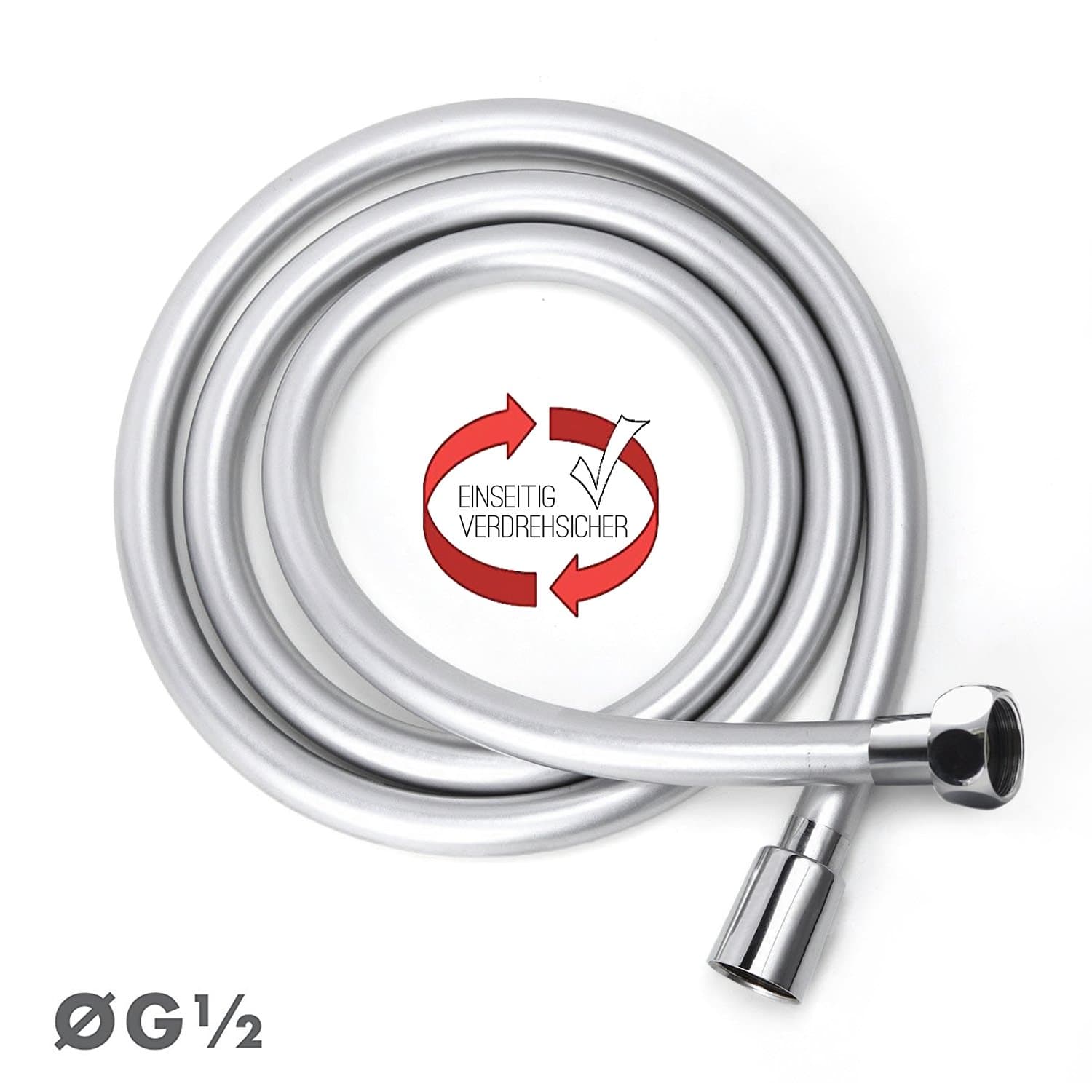 Mture Shower Hose, Shower pipe Leakproof Anti-Explosion Flexible Silver Flex Hose 1600mm