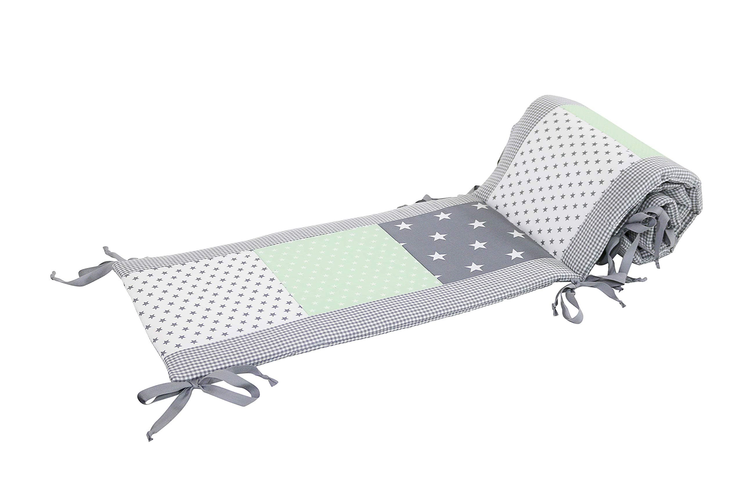 ULLENBOOM ® Bumper – Mint Grey (420 x 30 cm cot Bumper for Babies, cot Bumper Pads for The Head Area of 140 x 70 cm cots;)
