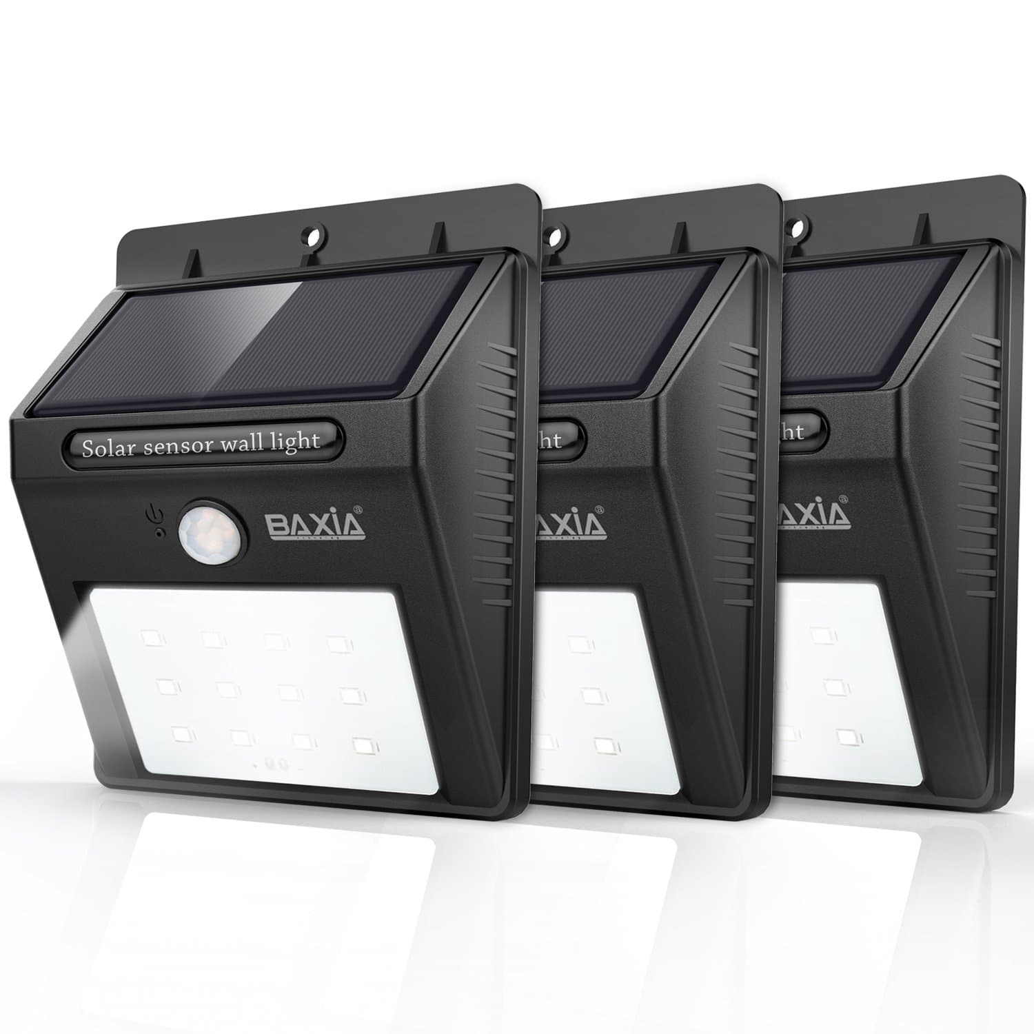BAXIA TECHNOLOGY 12 LEDs Bright Security Wireless Motion Sensor Solar Night Lights - Waterproof for Outdoor Garden Wall (3-pack)