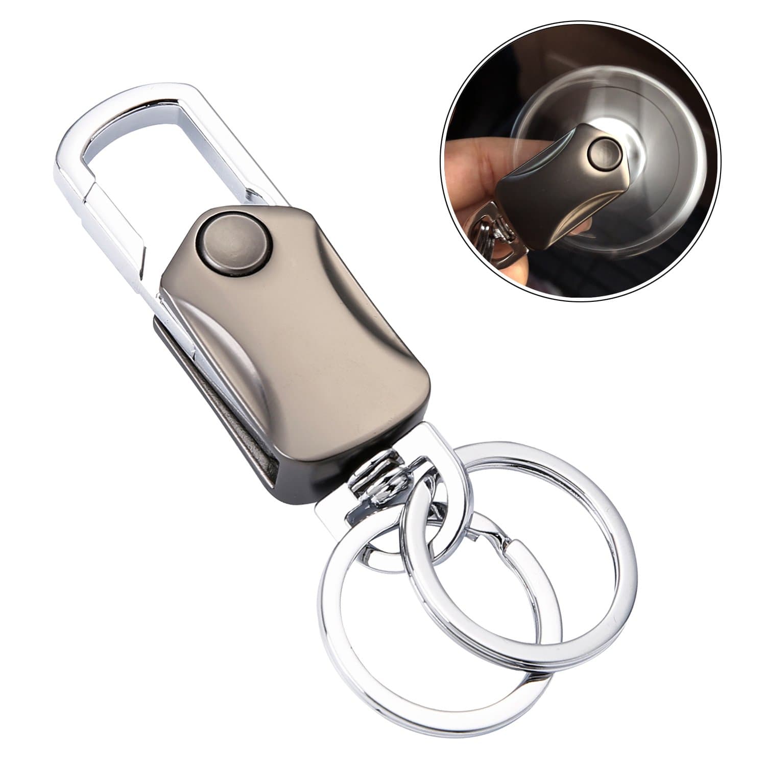 Drvaiky Key Chain with (2 Key Rings and Gift Box) Bottle Opener Car Key Chain for Men and Women (Hand Spinner) (A-Gun)