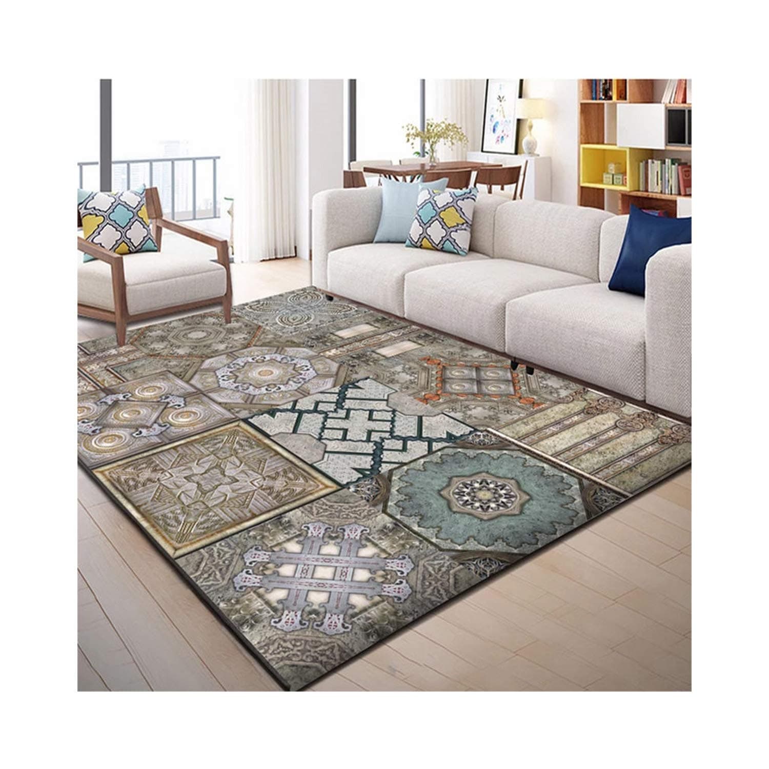 Geometric Carpets Living Room Bedroom Study Bedside Carpet Rectangle Modern Decor Rug Household 3D Blanket Mat,Style 11,140 X 200 cm