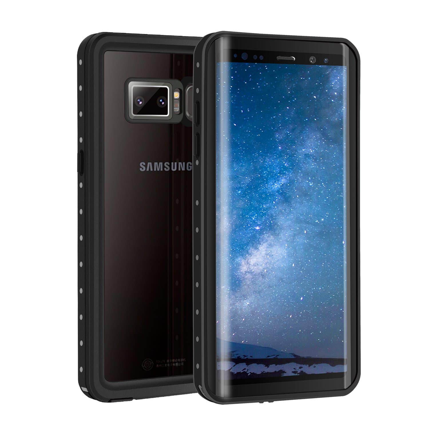Galaxy Note 8 Waterproof Case - FITFORT IP68 Full Body with Built-in Screen Protector Drop Dust Sand Resistant Waterproof Case for Galaxy Note 8 - Black