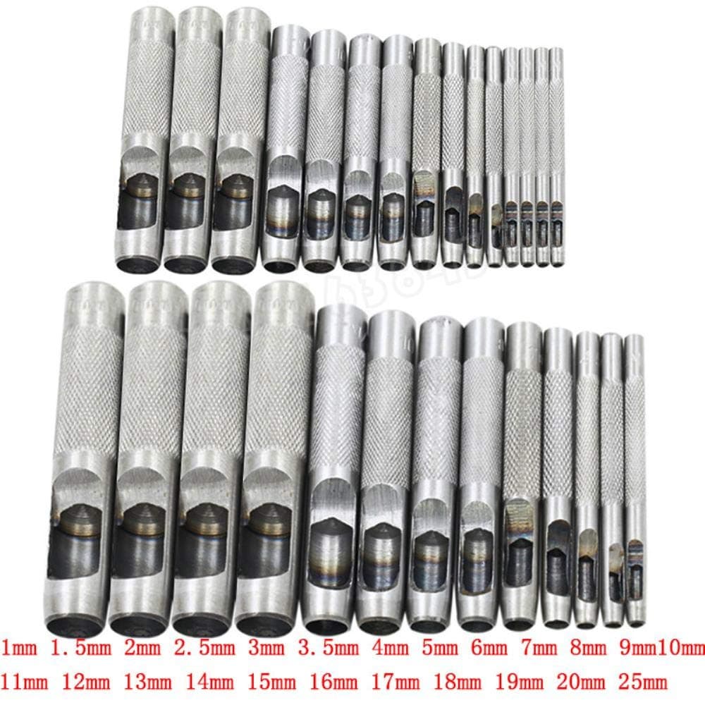 JYYA 25 Size Metal Leather Tools Leather Punch Leather craft Hole Craft Set Hollow Puncher Belt Punch 1.0mm-25mm for Clothing Canvas,16mm