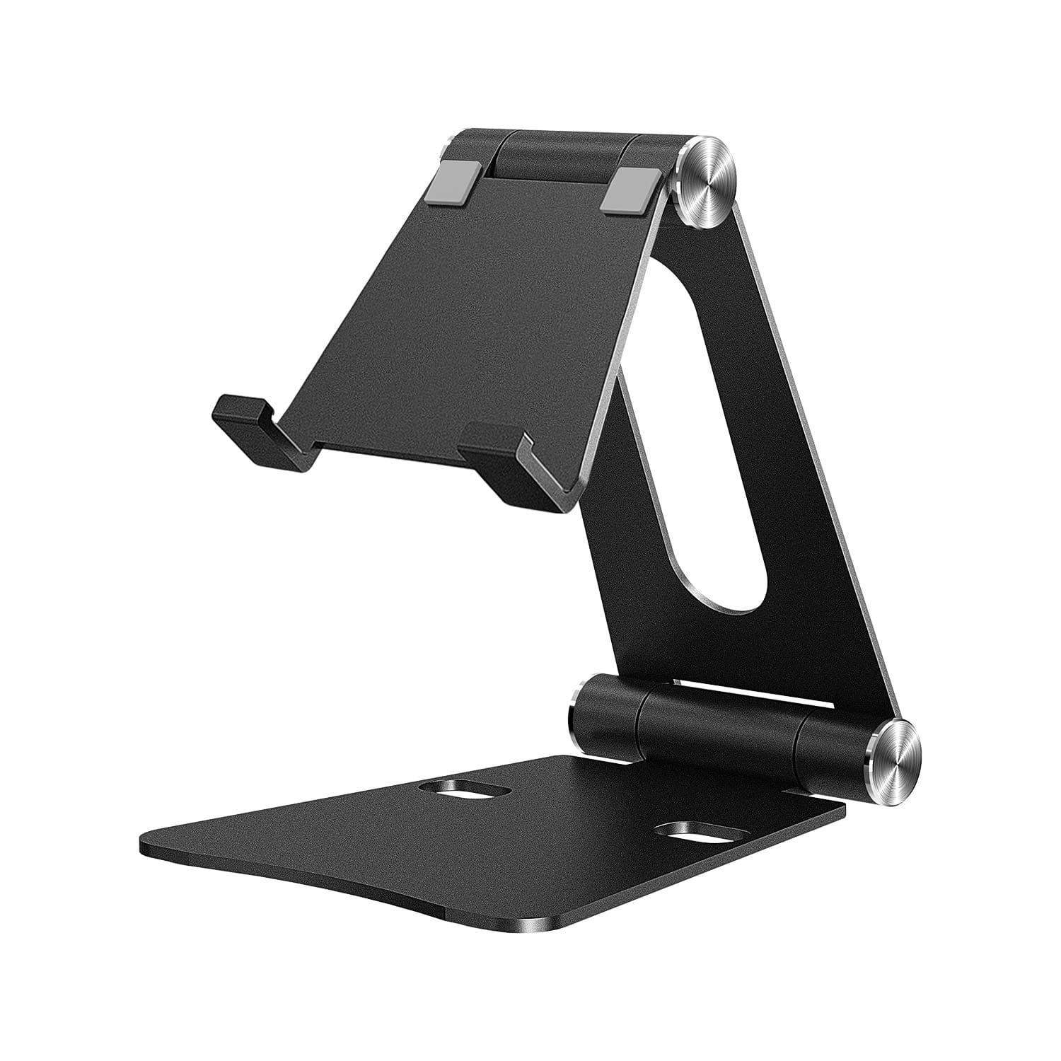 iKsee Cell Phone Stand, Adjustable Phone Stand, Dual Foldable Cell Phone Holder, Cradle, Dock for 4-10" Android Smartphone iPhone X 8 7 6 6s Plus 5 5s 5c iPad Mini, Desk Accessories-Black