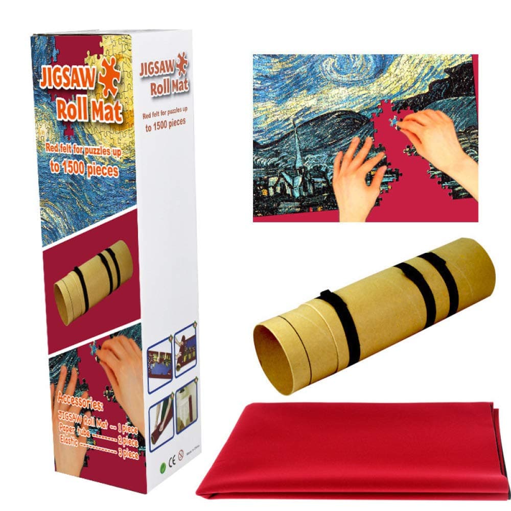 YUY Roll Mat For Storage 2000 Pieces Jigsaw Puzzle Blanket Space-saving Puzzles Felt,Red
