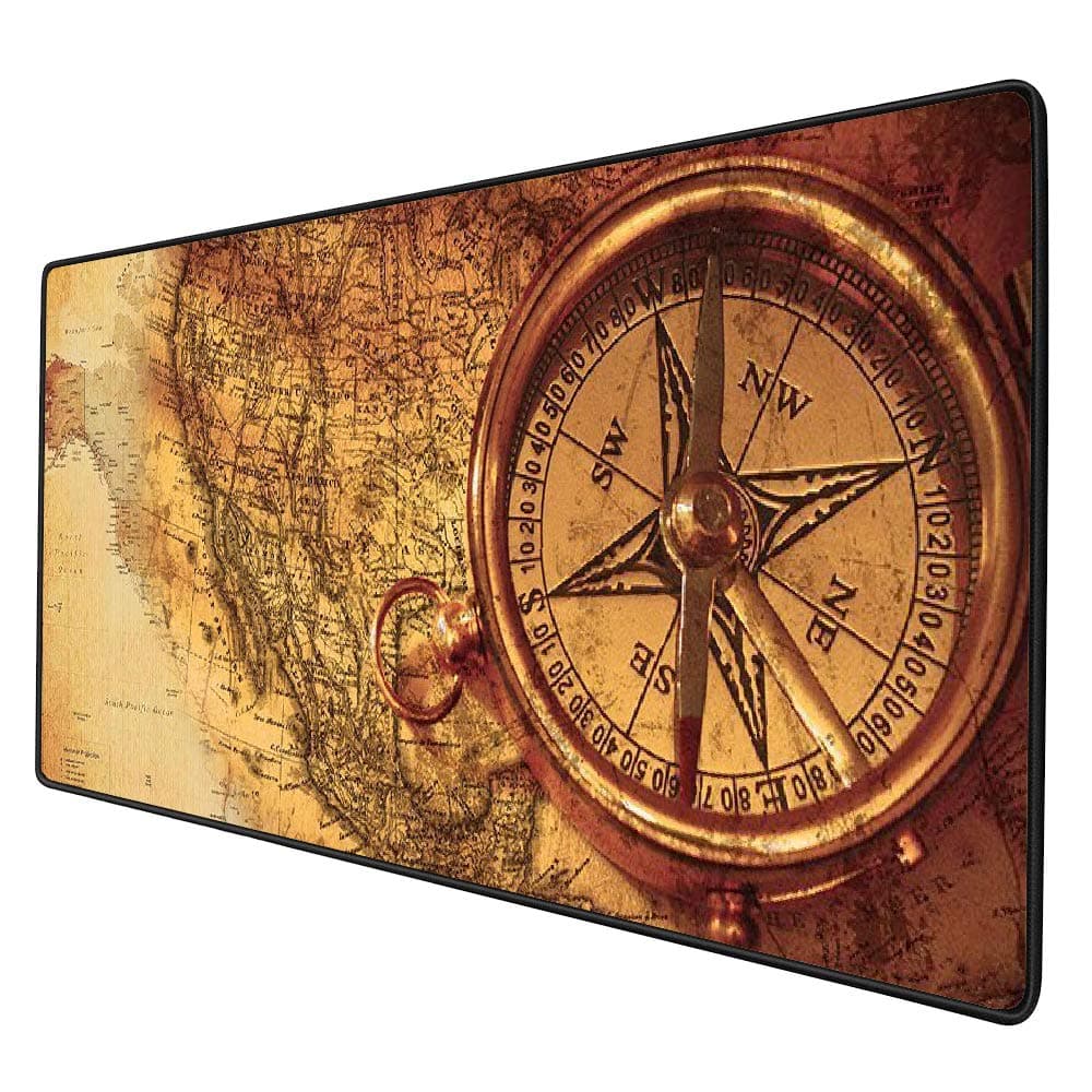 YEBMoo Gaming Mouse Pad XXL Extended Desk Pad & Thick Large (900x400x2 mm) Computer Keyboard Mousepad Mouse Mat (90x40 Compass008)