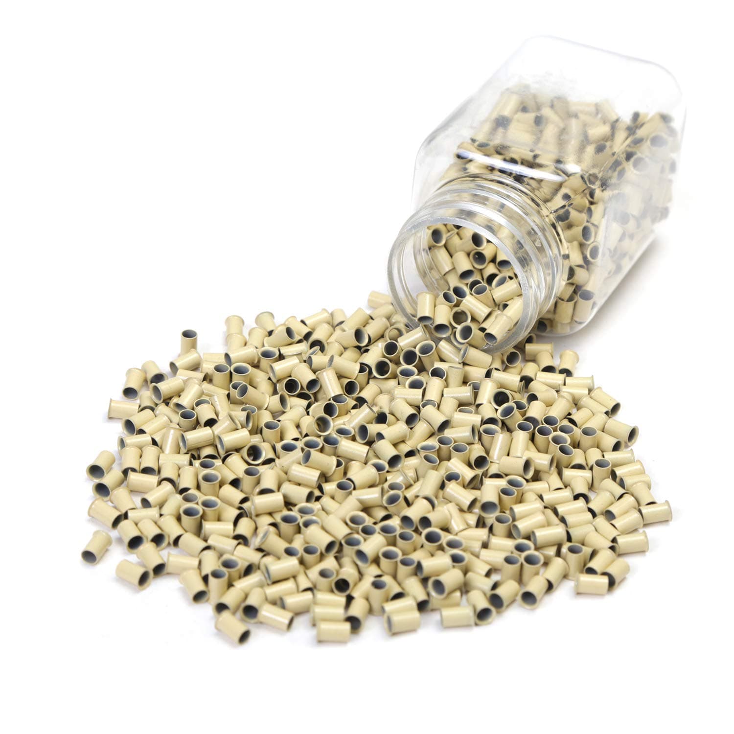 Vlasy 3.4mm Copper Lined Micro Beads Ring Links for Hair Extensions I Tip Tubes (200pcs, Blonde)