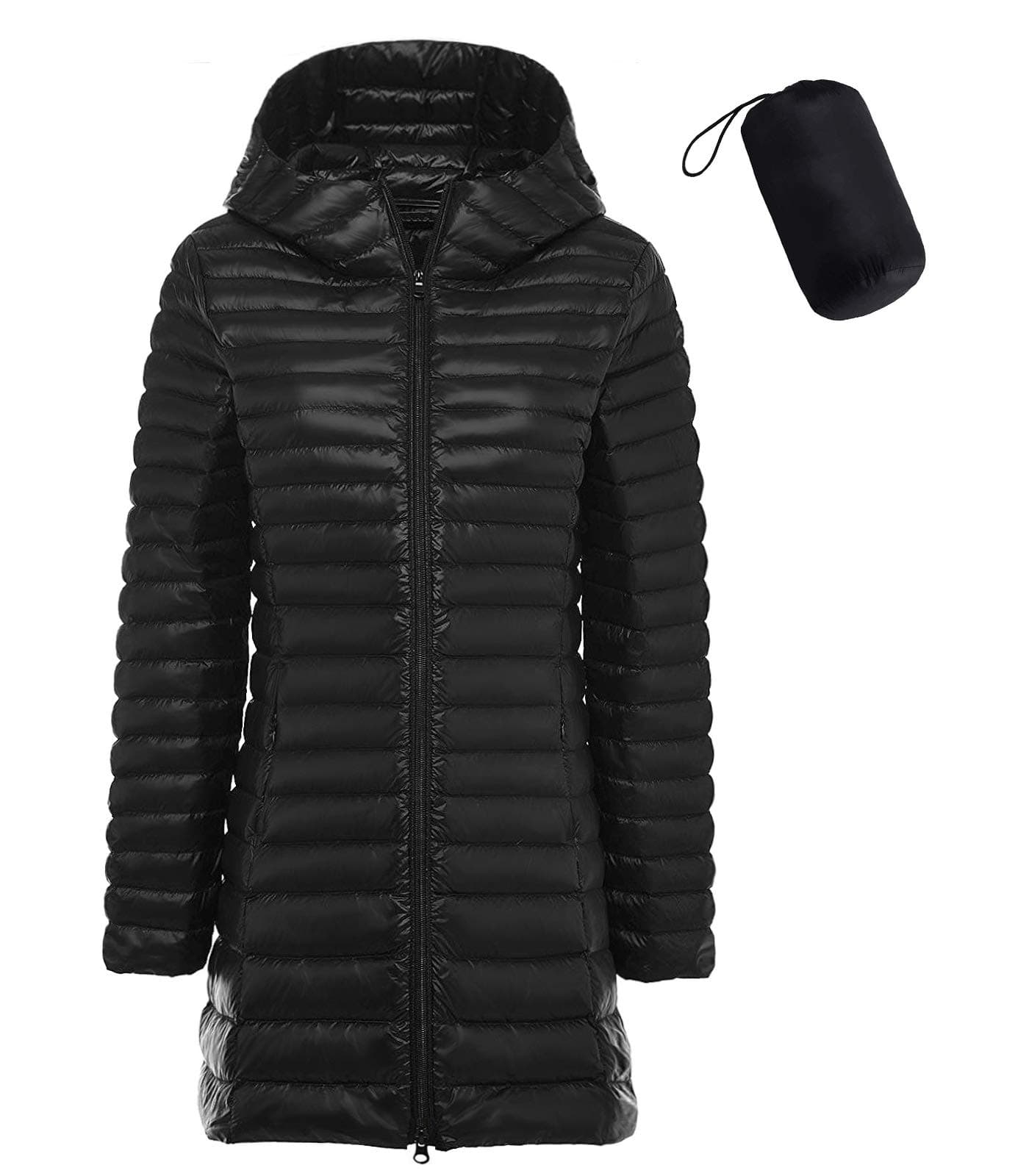 sunseen Women's Packable Down Coat Lightweight Plus Size Puffer Jacket Hooded Slim Warm Outdoor Sports Travel Parka Outerwear