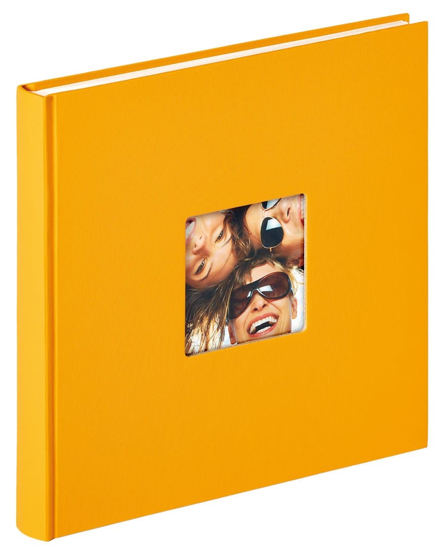 Walther Design Fun Book Bound Album for 40 White Pages, Textured Paper, Maize Yellow, 26 x 25 x 2.5 cm