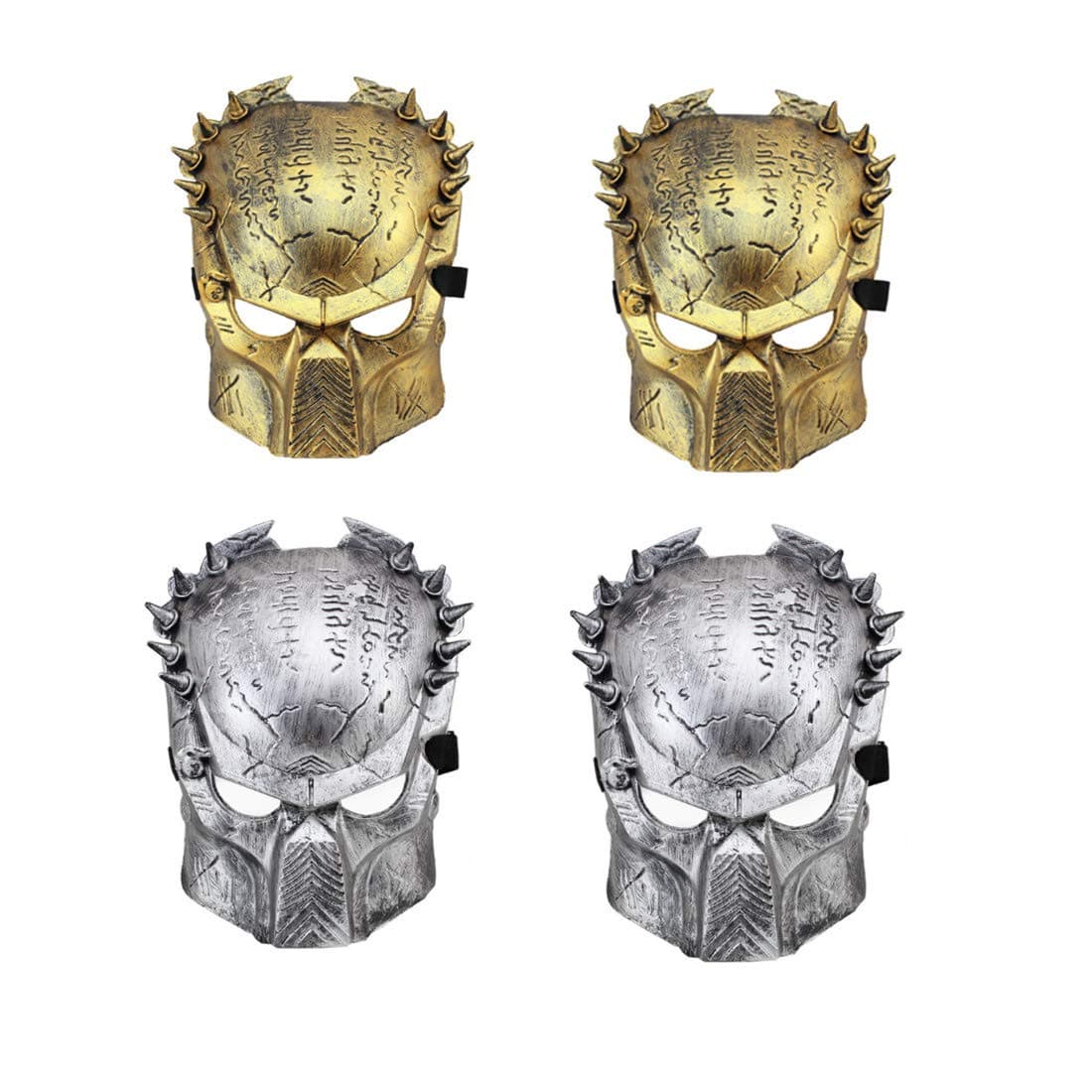 4pcs Ron Warrior Masks Man Supper Alien Predator Mask Warrior Movie Prop Lone Wolf Full face Party Halloween Terror Mask(Gold,Sliver)