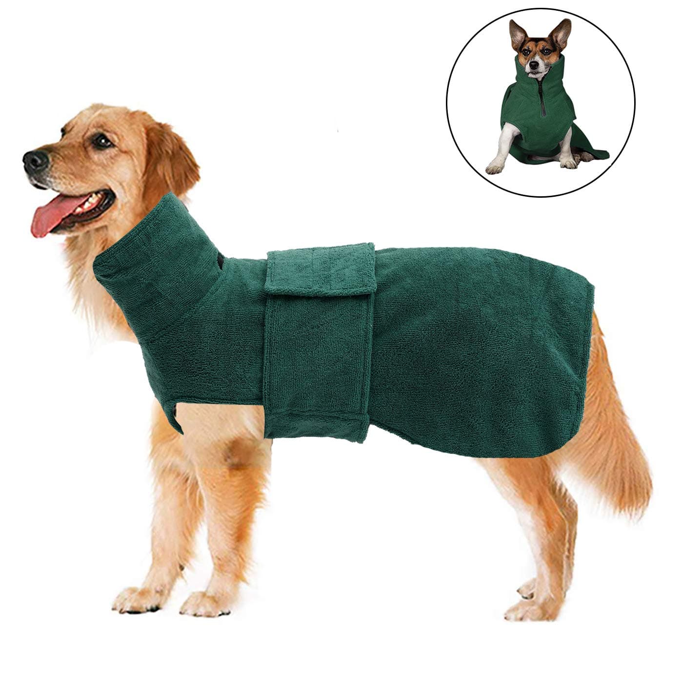 Geyecete Dog Bathrobe Soft Super Absorbent Luxuriously Microfiber Dog Drying Towel Robe,Pet Dog Cat Bath Robe Towel