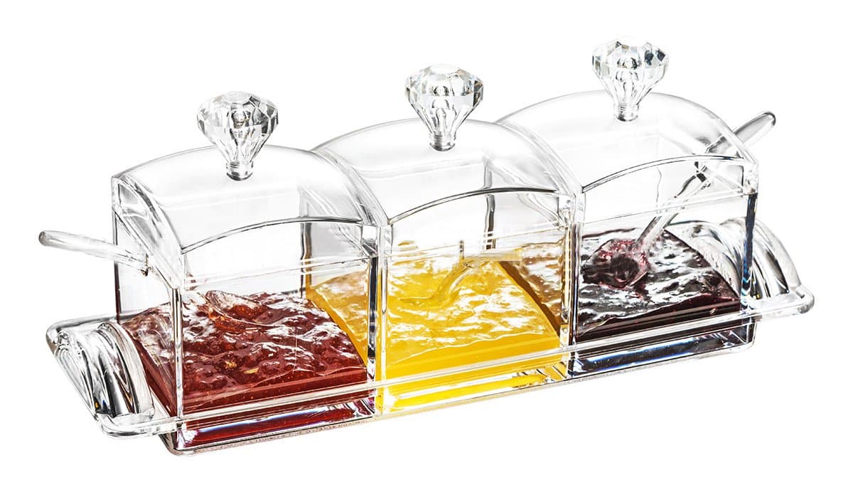 FOLOBE Premium Quality Clear Acrylic Condiment Set Spice Box with Spoon Seasoning Salt Pepper Spice cans Kitchen Accessories Jam Bottles