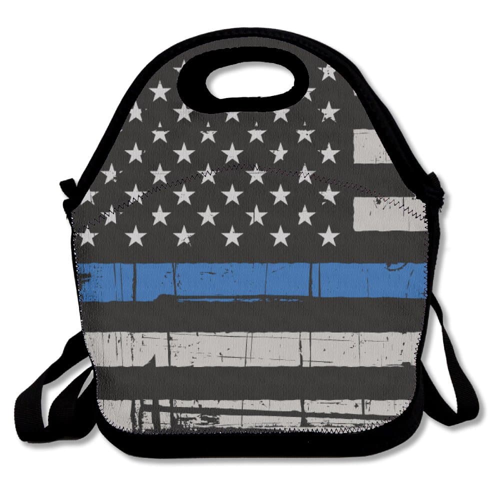 Distressed Thin Blue Line Flag Lunch Bag Box Tote Bag