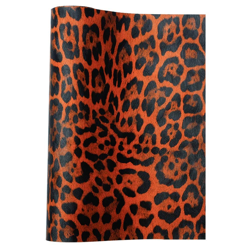 Meneng Leopard Printed Fabric Faux DIY Sheet Canvas Back Size"9 x 53"(23cm x 135cm) for Hair Bows Making Craft (Small Leopard-J)