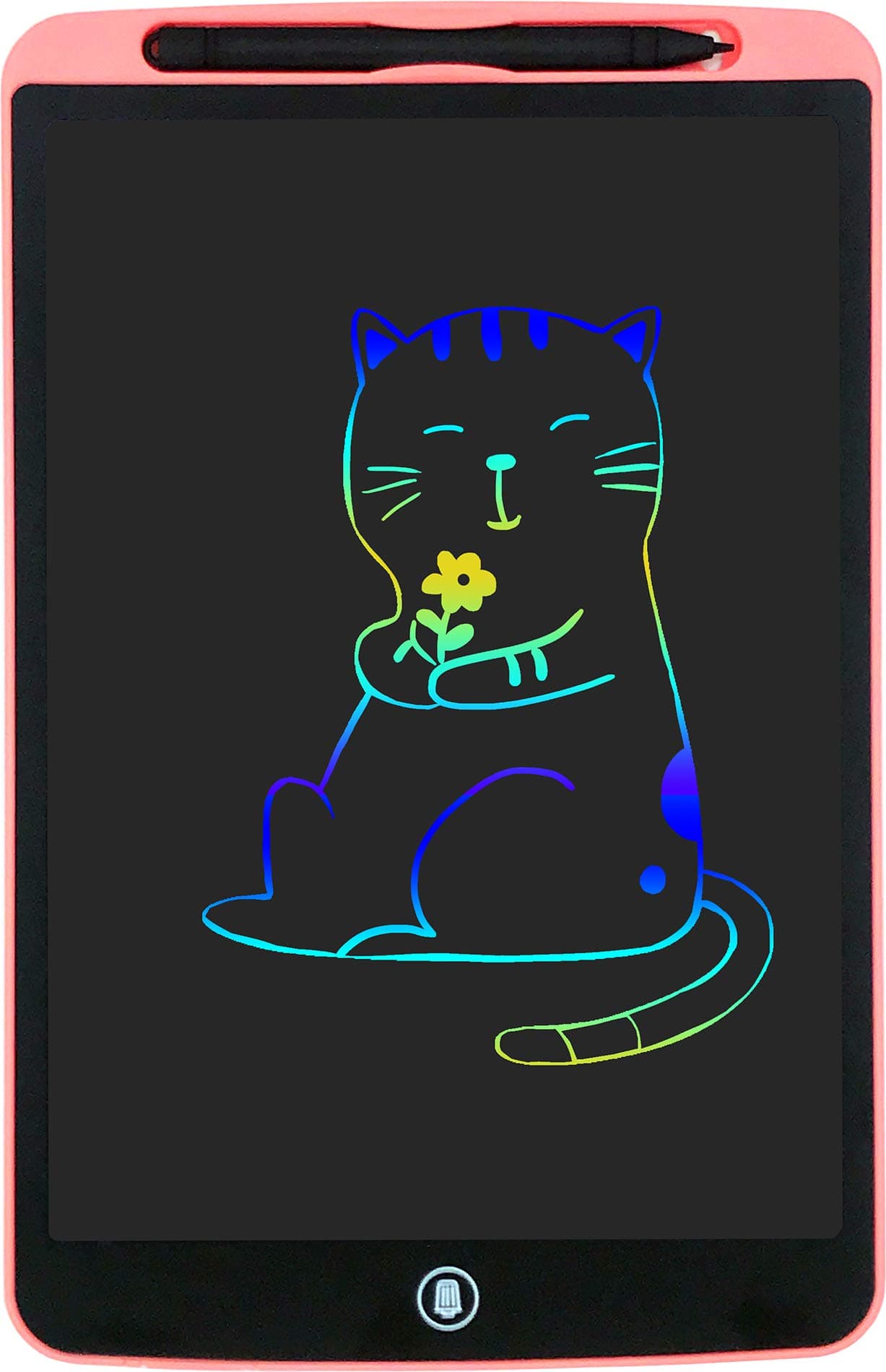 Orimi 12 inch Rainbow color LCD Writing Tablet Electronic Writing Board Digital Drawing Board Graphic Drawing Tablet (Colorful Line, Pink)