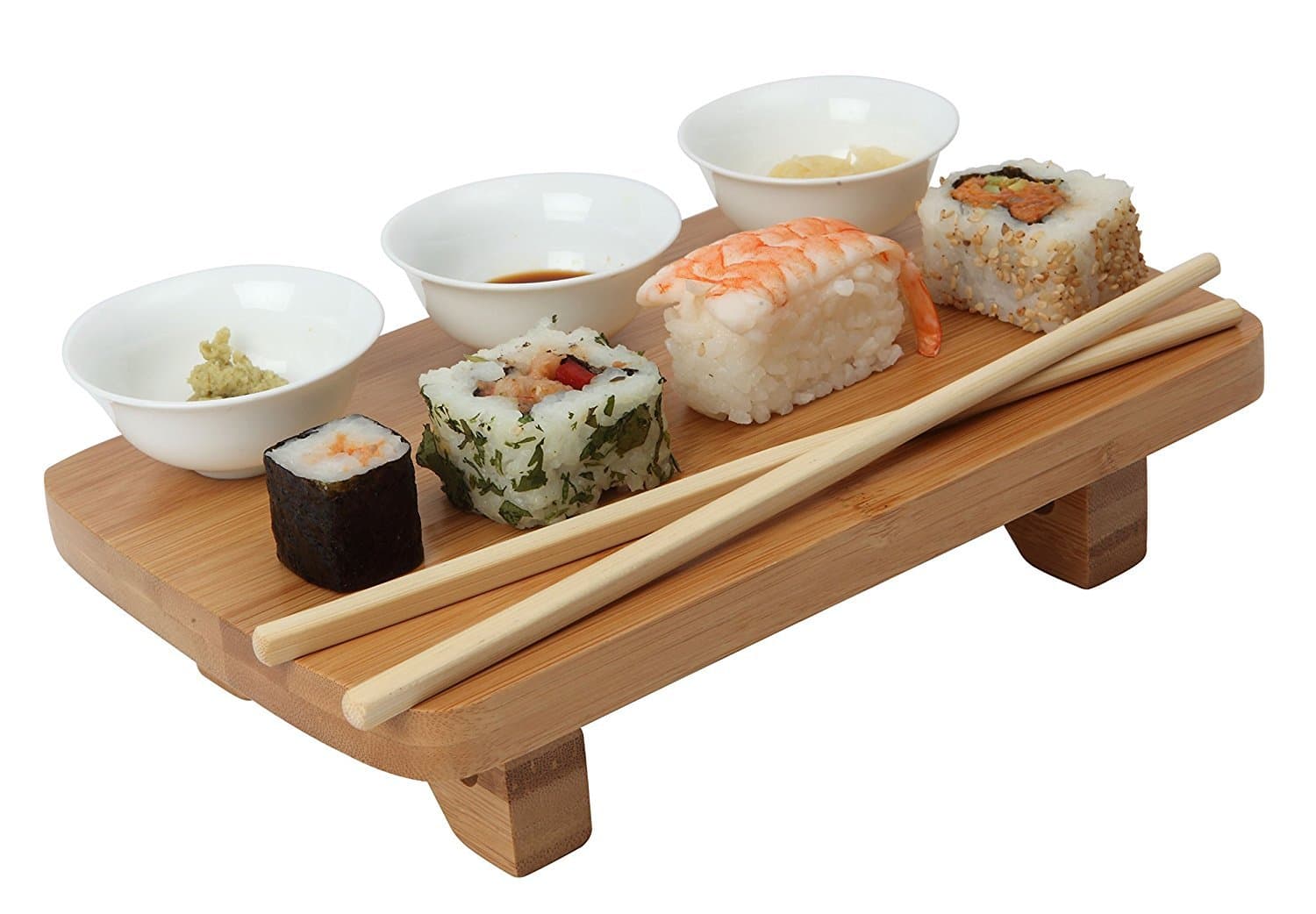 Dexam Bamboo Sushi Serving Kit Set, Including Bowls, Table & Chopsticks 17851013