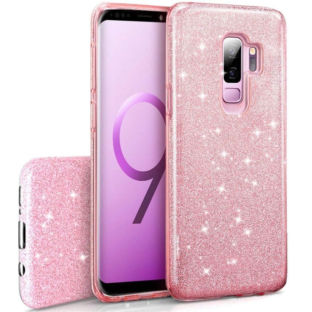 Samsung Galaxy S9+ Plus Case,Galaxy S9P Case,Amagel Back Cover Shinning Protective Bumper Bling Glitter Case for Samsung Galaxy S9+Plus(2018) Rose Gold