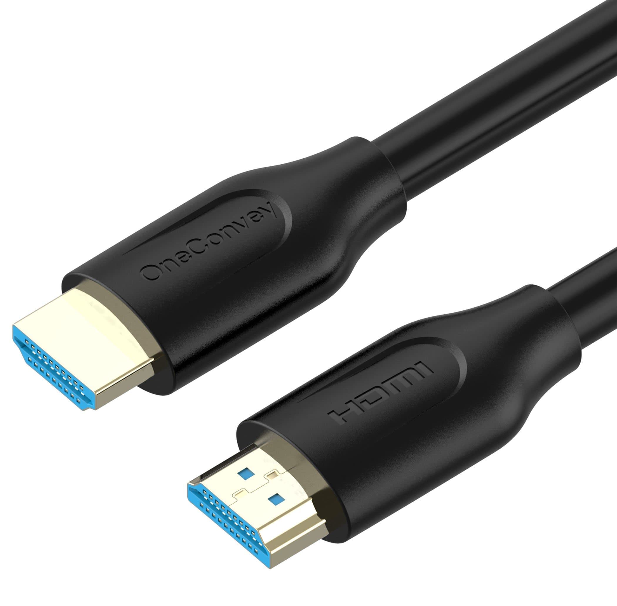 HDMI Cable 15 Feet by OneConvey HDMI 2.0 (4K)-Ultra High Speed 18Gbps Support Ethernet/ARC 28AWG Video 4K UHD 2160 HD 1080P 3D Xbox PS PS3 PS4 Apple TV Blue Plastic Core 24K Gold Plated