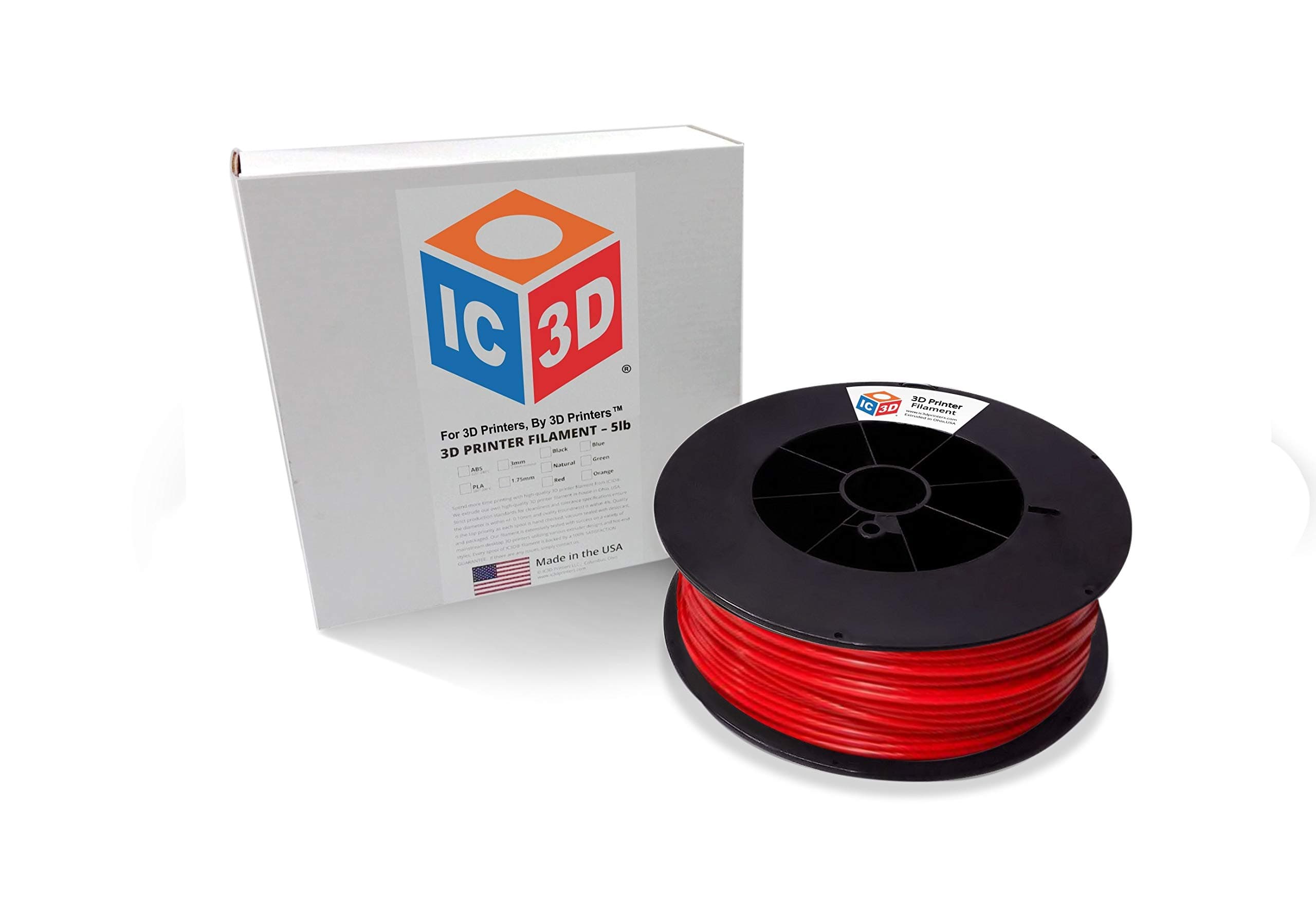 IC3D Yellow 1.75mm ABS 3D Printer Filament - 2.5kg Spool - Dimensional Accuracy +- 0.05mm - Professional Grade 3D Printing Filament - Made in USA
