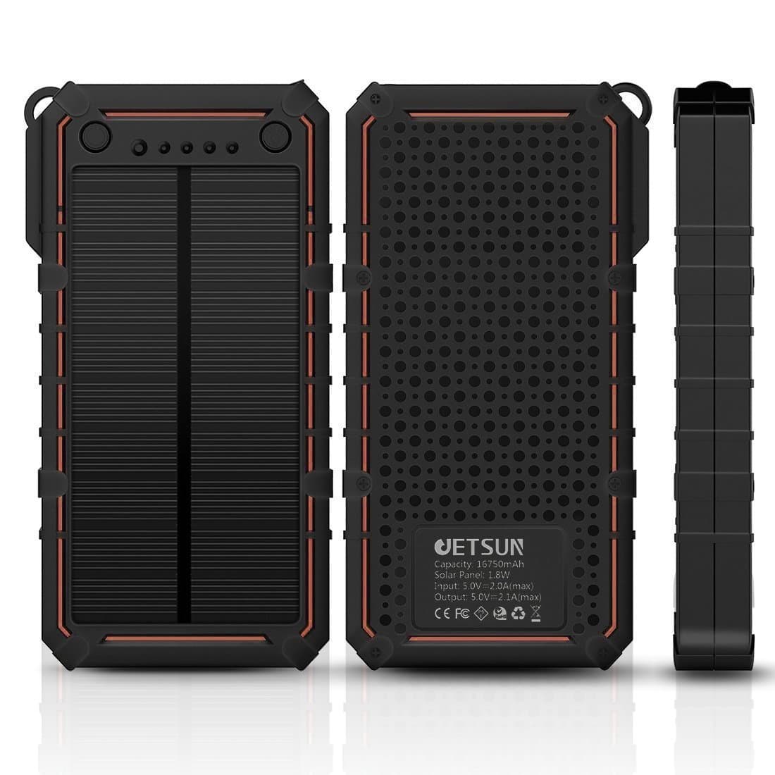 Stoone 16750mAh Dual USB Waterproof Solar Panel Backup Charger with Led Flashlight(Orange)