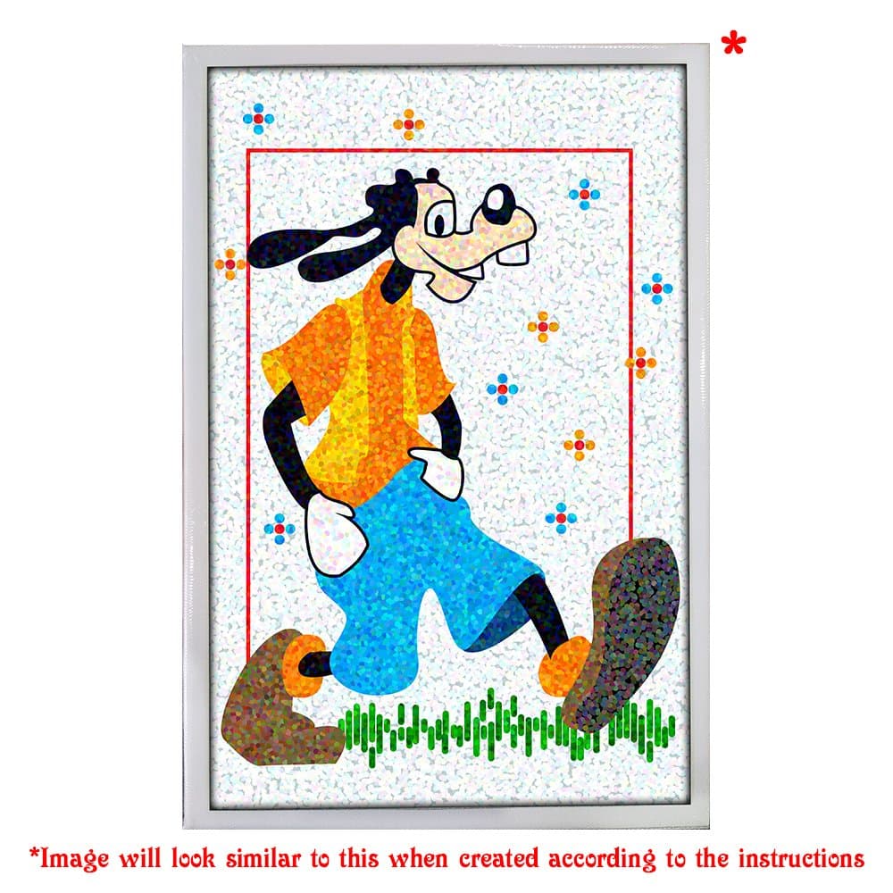 Madsbag Do-It-Yourself Canvas Wall Painting Using Paint by Numbers | Diamond Painting Kit | Includes a Practice Sheet | Goofy ( Canvas Size 30 x 20 cms )