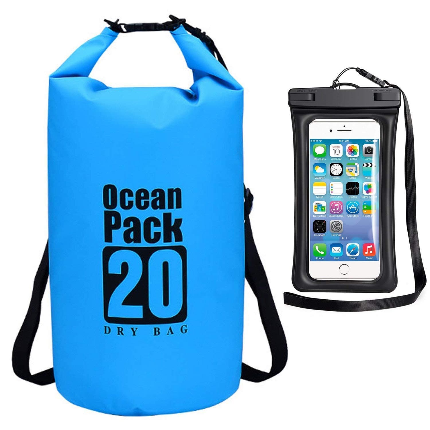 HAMISS Heavy Duty PVC Water Proof Dry Bag Sack Backpack for Camping Fishing Boating Kayaking Swimming Rafting Ocean Resistant 2L/3L/5L/10L/15L/20L/30L (3L, Blue)