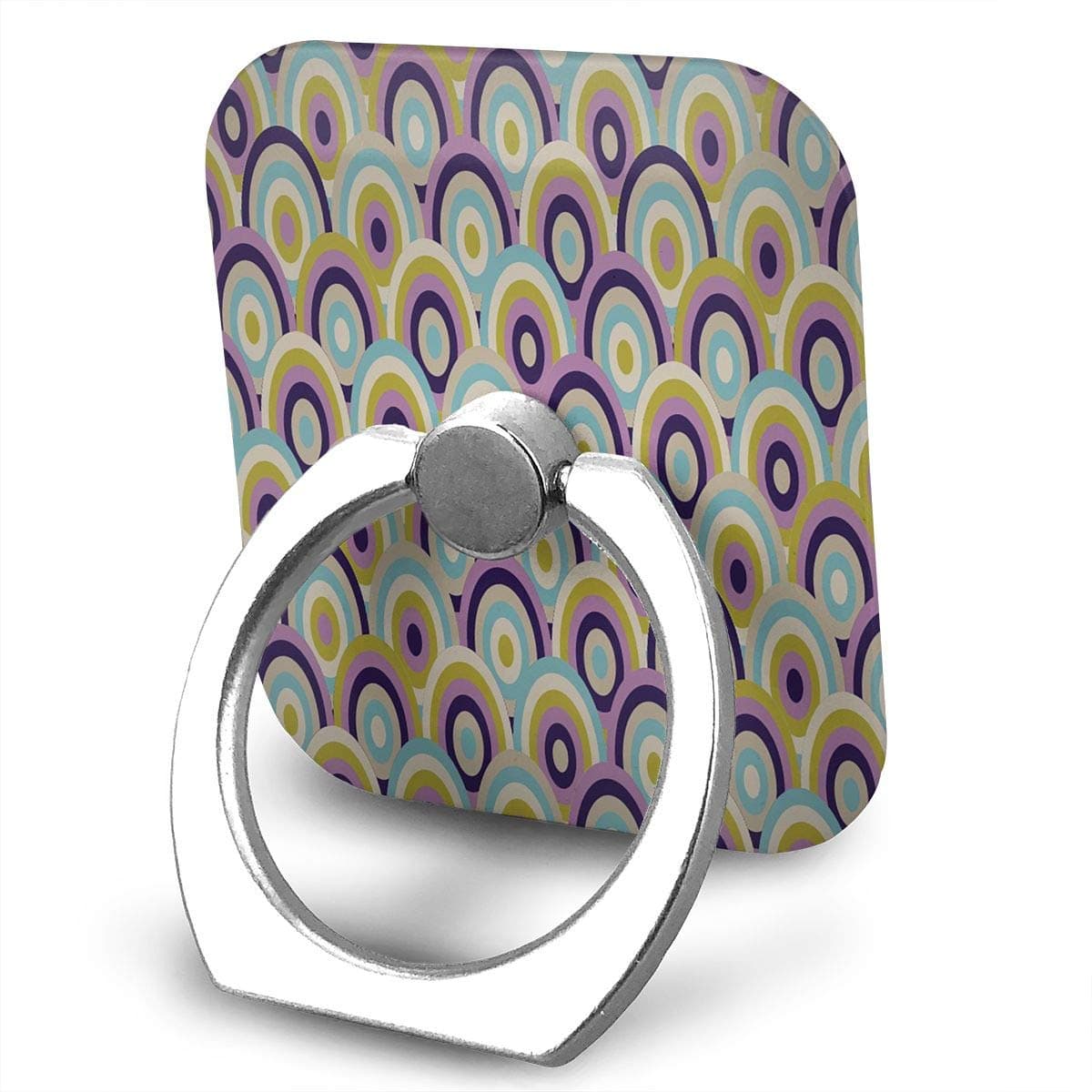 Square Finger Ring Stand 360°Rotation Phone Holder Grip Rainbow Ellipse Waves Kickstand for Smartphones and Ipad